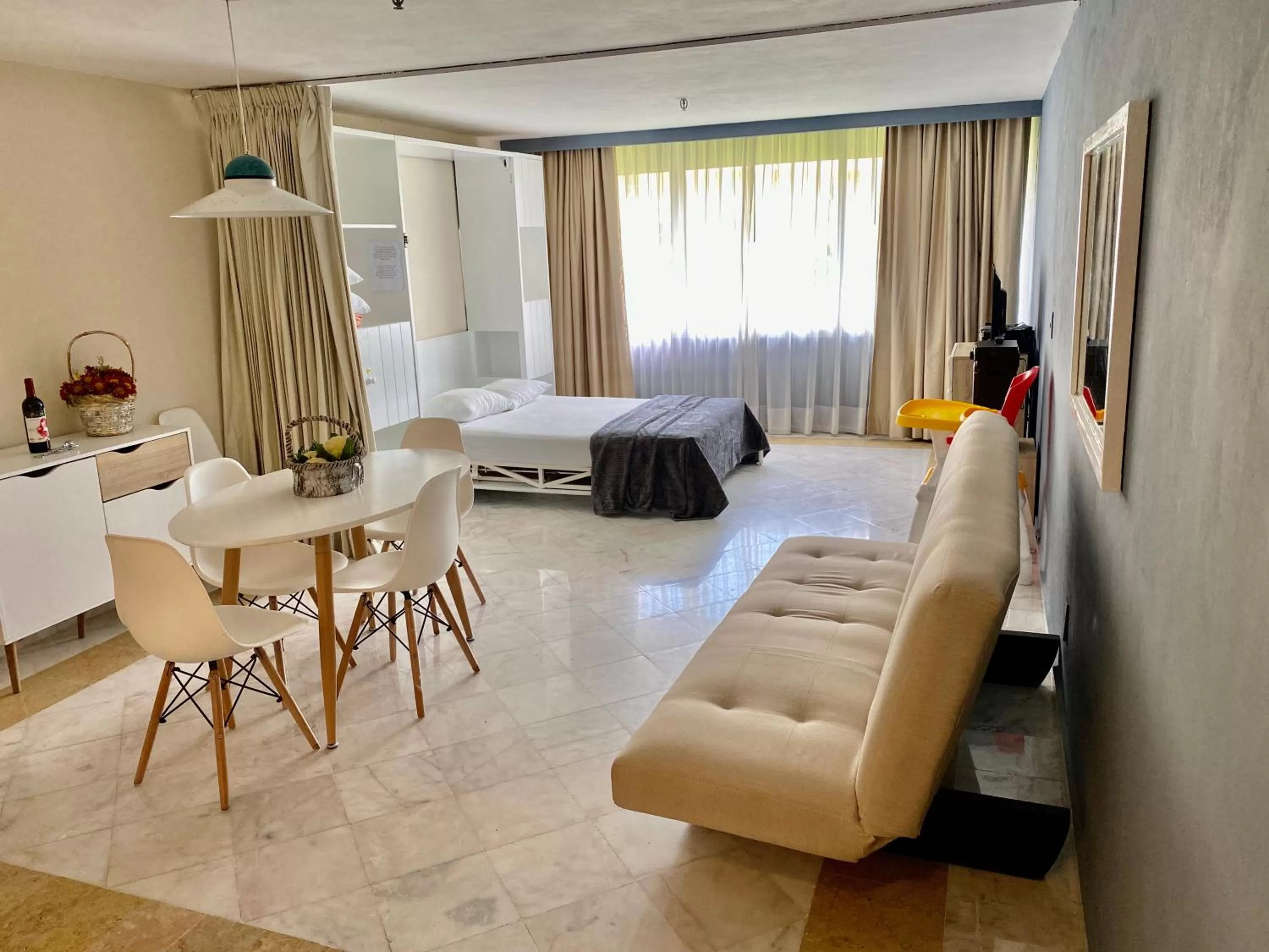 Living room, Seating Area in Condos inside an Ocean Front Hotel Resort