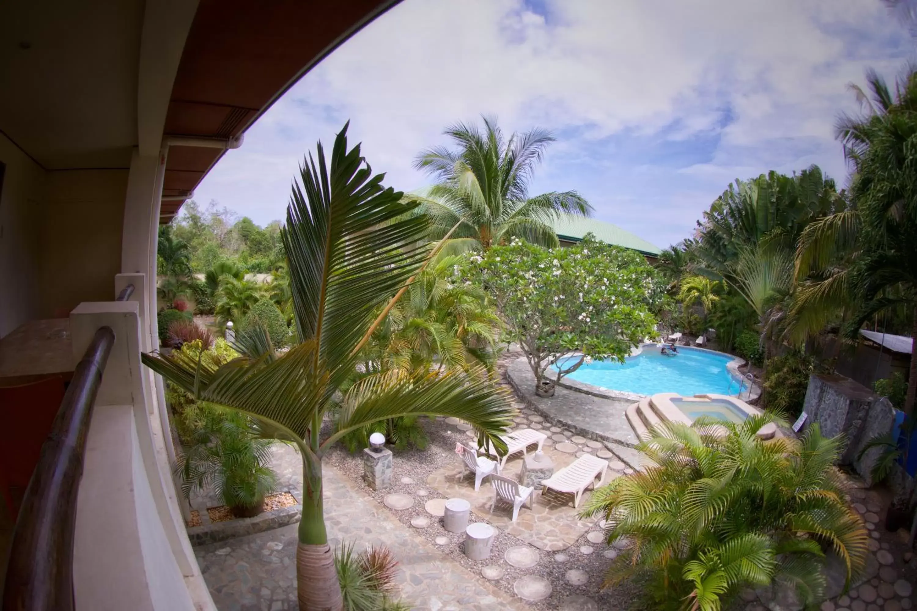 Balcony/Terrace, Pool View in Alona Swiss Resort