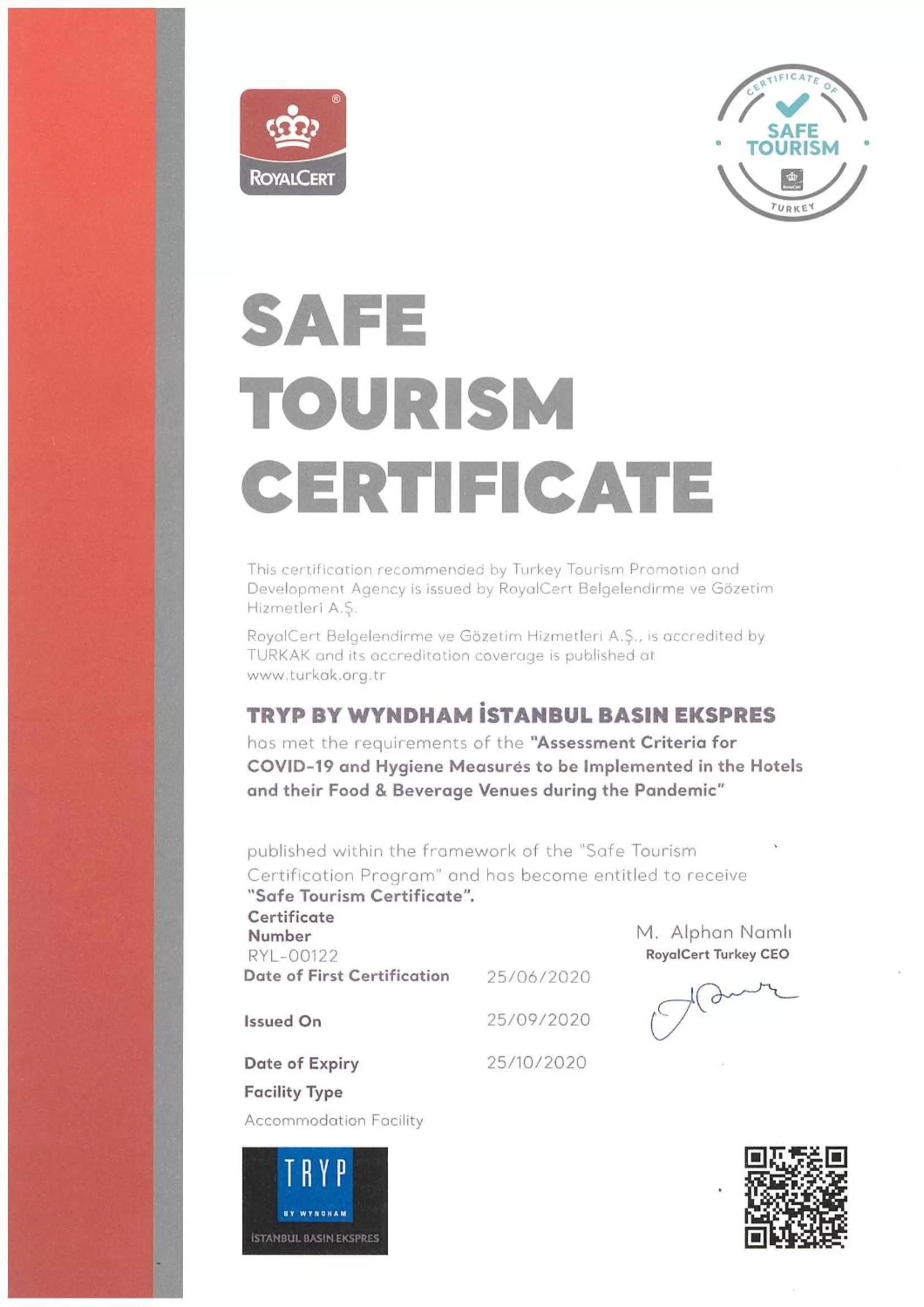 Certificate/Award in TRYP by Wyndham Istanbul Basın Ekspres