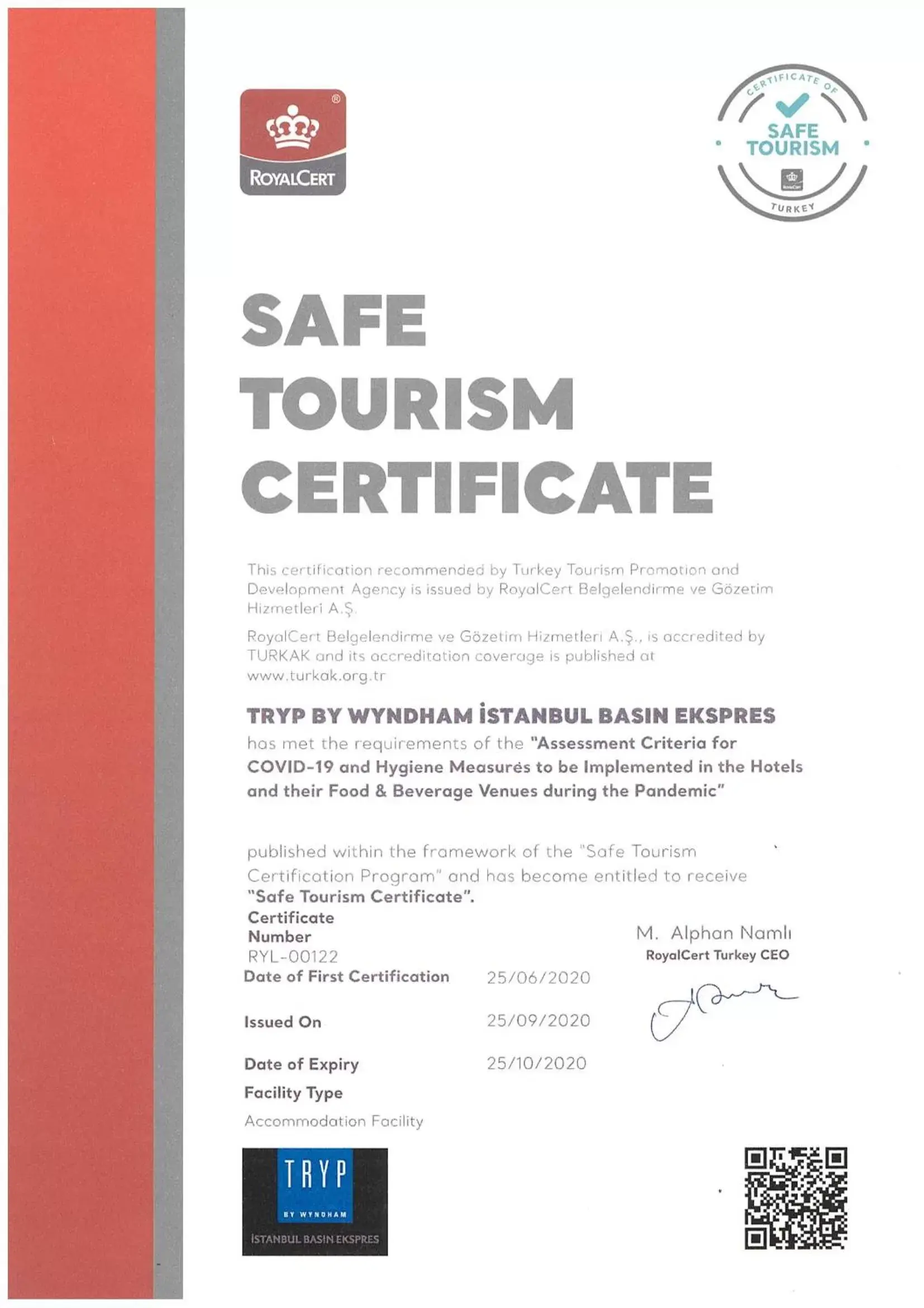 Certificate/Award, Logo/Certificate/Sign/Award in TRYP by Wyndham Istanbul Basın Ekspres