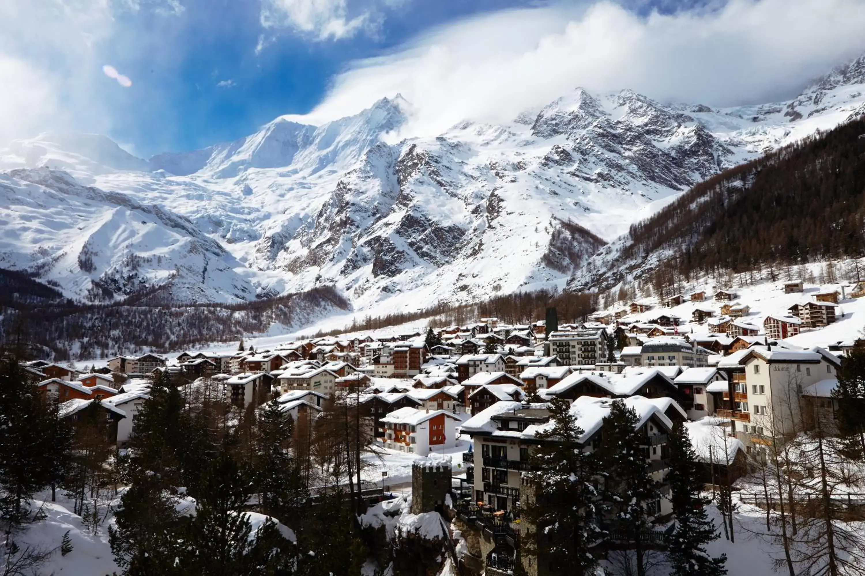 Bird's eye view, Winter in The Capra Saas-Fee