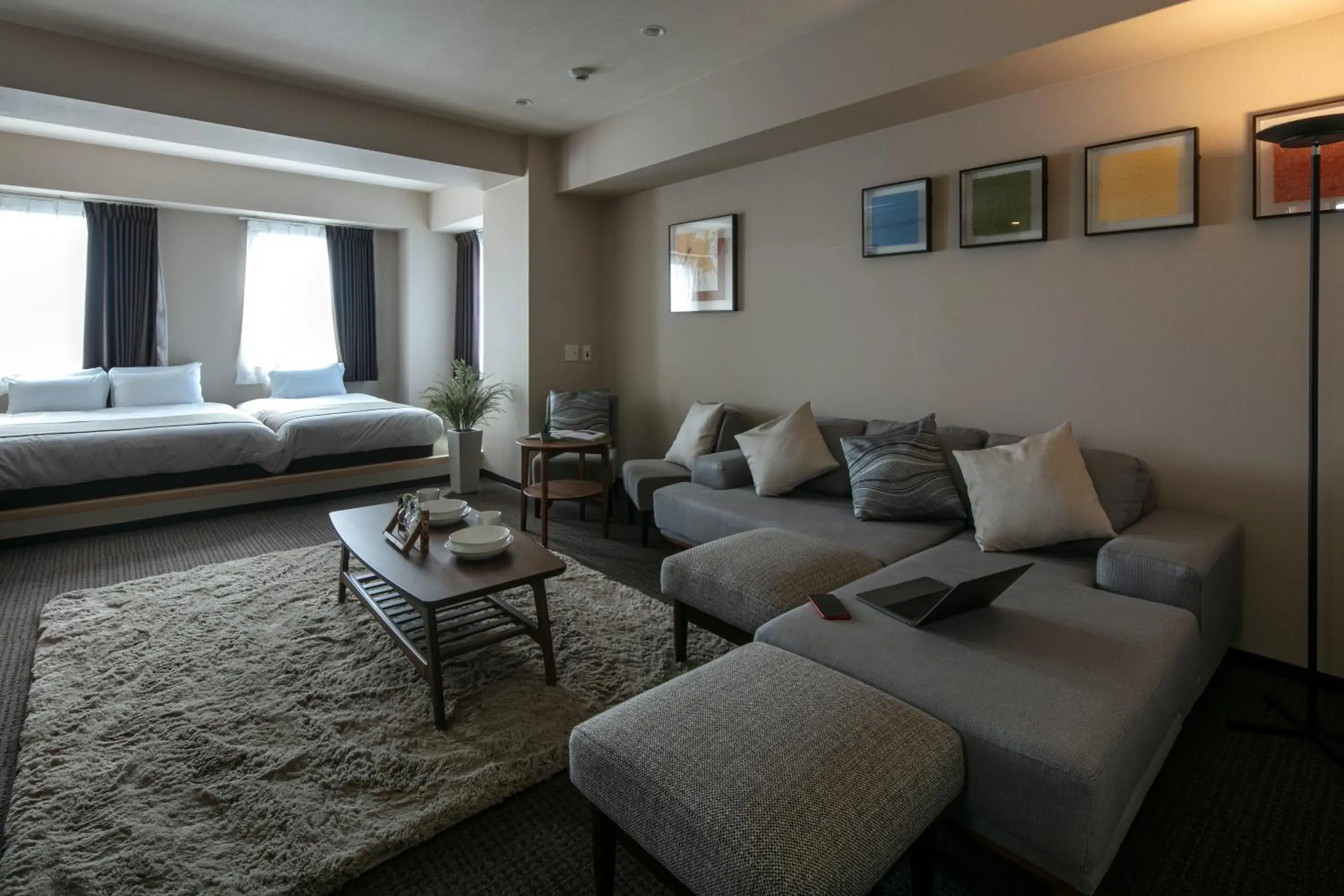 Living room, Bed in Randor Residential Hotel Kyoto Suites