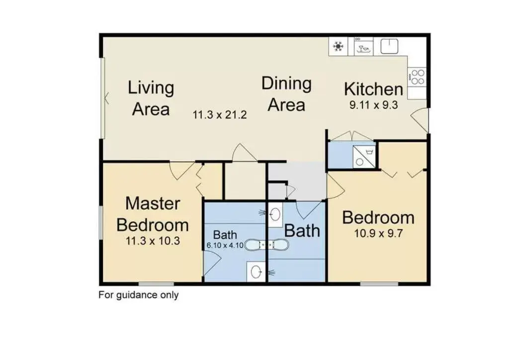 Floor Plan in 5 stars Peaceful Condo - 7 min walk to the beach