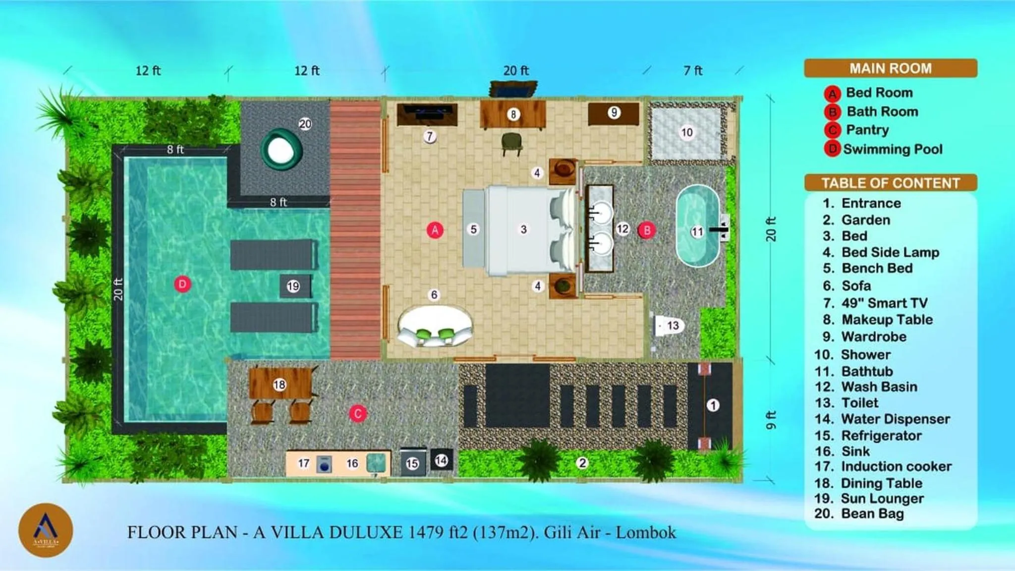 Floor plan in A Villa Gili Air