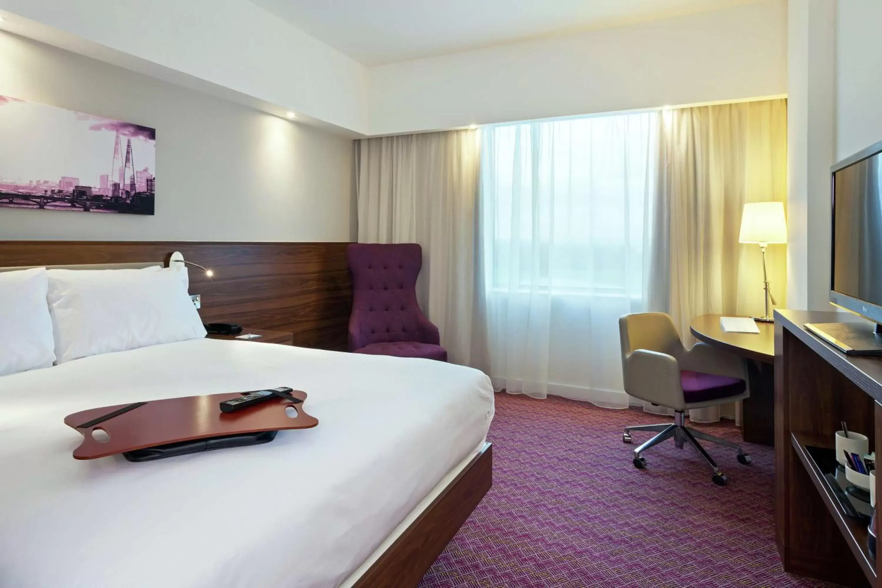 Bedroom, Bed in Hampton by Hilton London Gatwick Airport