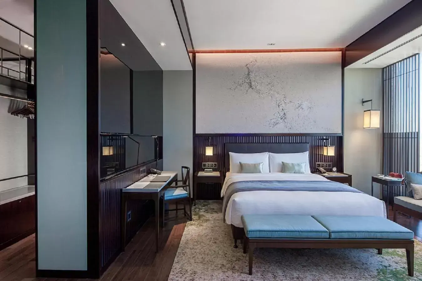 Decorative detail, Bed in NUO Hotel Beijing