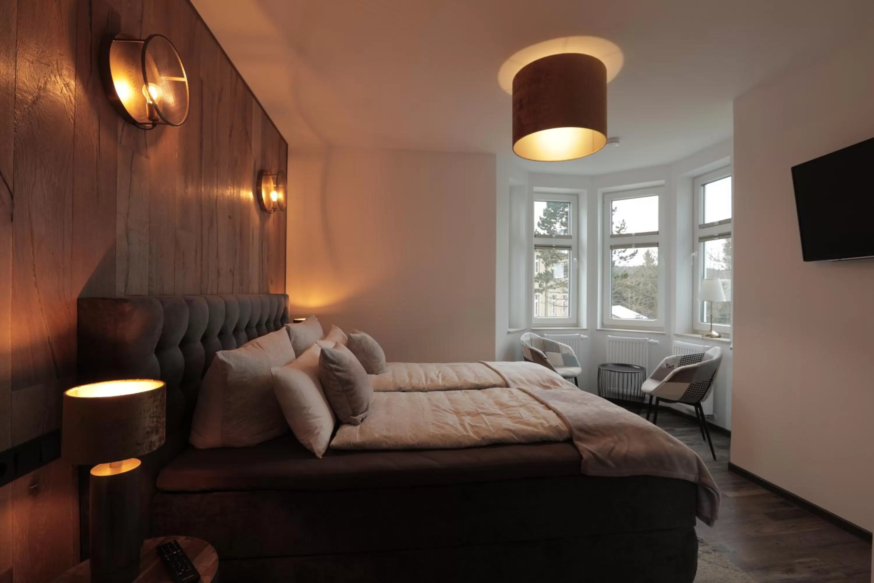 Photo of the whole room, Bed in Vergissmeinnicht