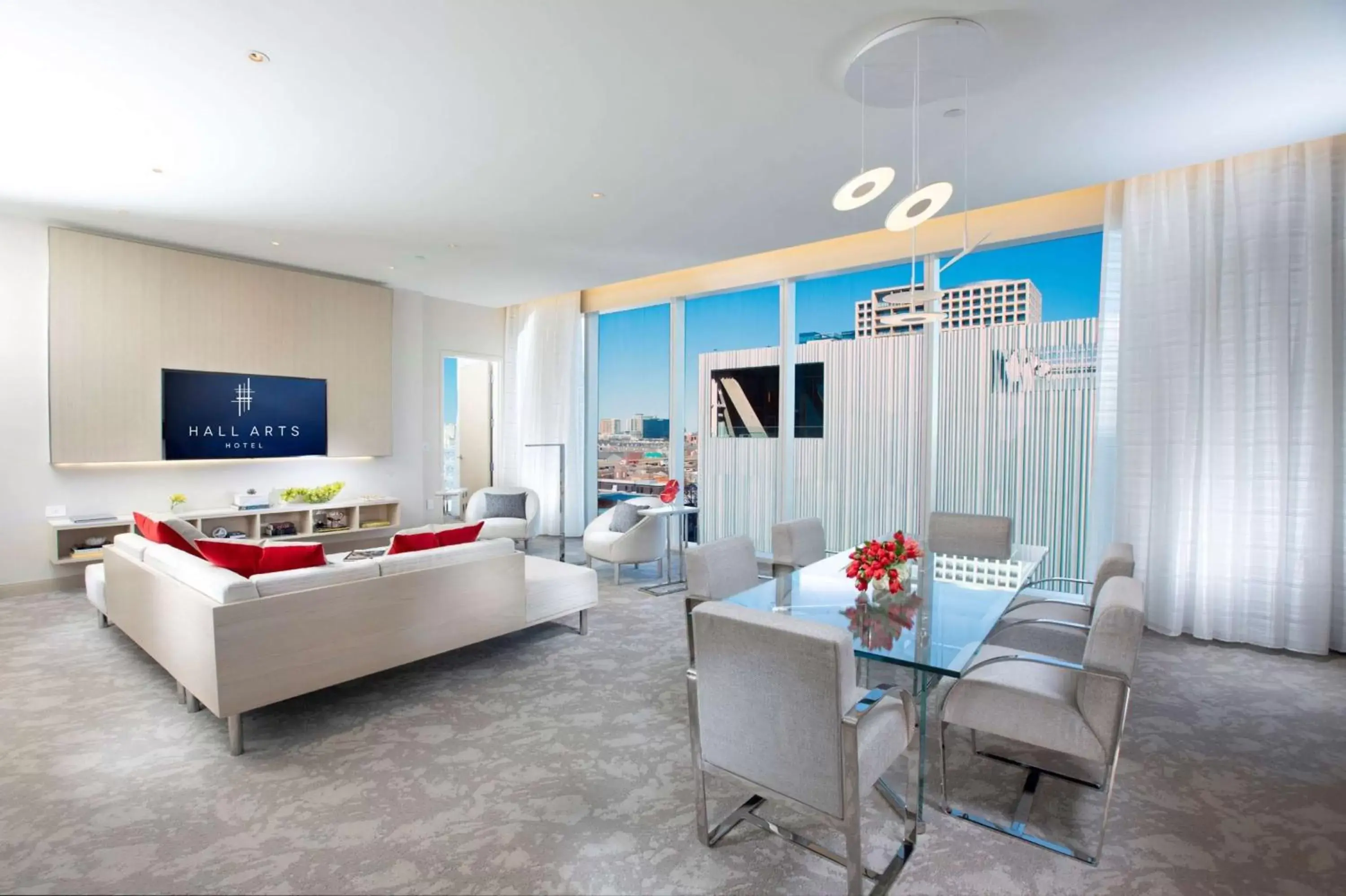 Living room, Seating Area in HALL Arts Hotel Dallas, Curio Collection by Hilton