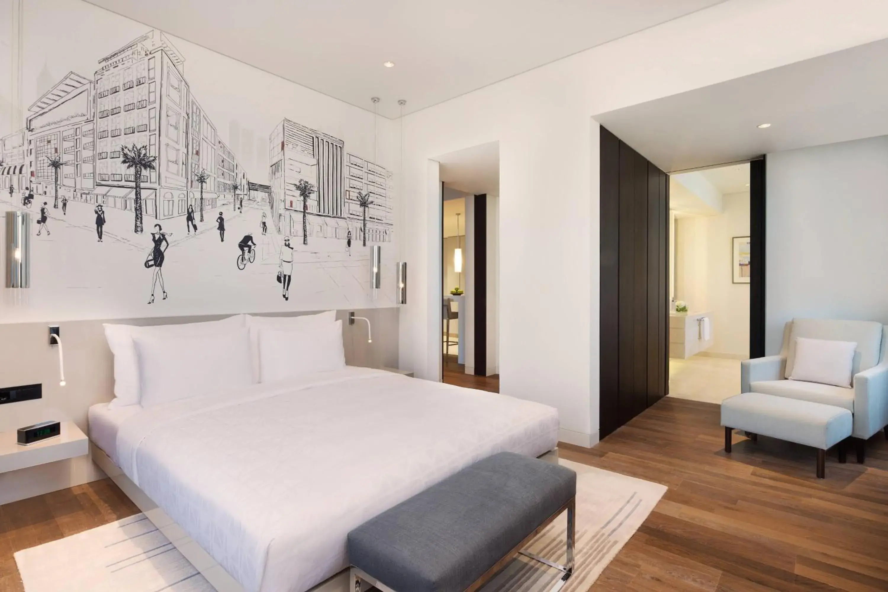 Bedroom, Bed in La Ville Hotel & Suites CITY WALK Dubai, Autograph Collection