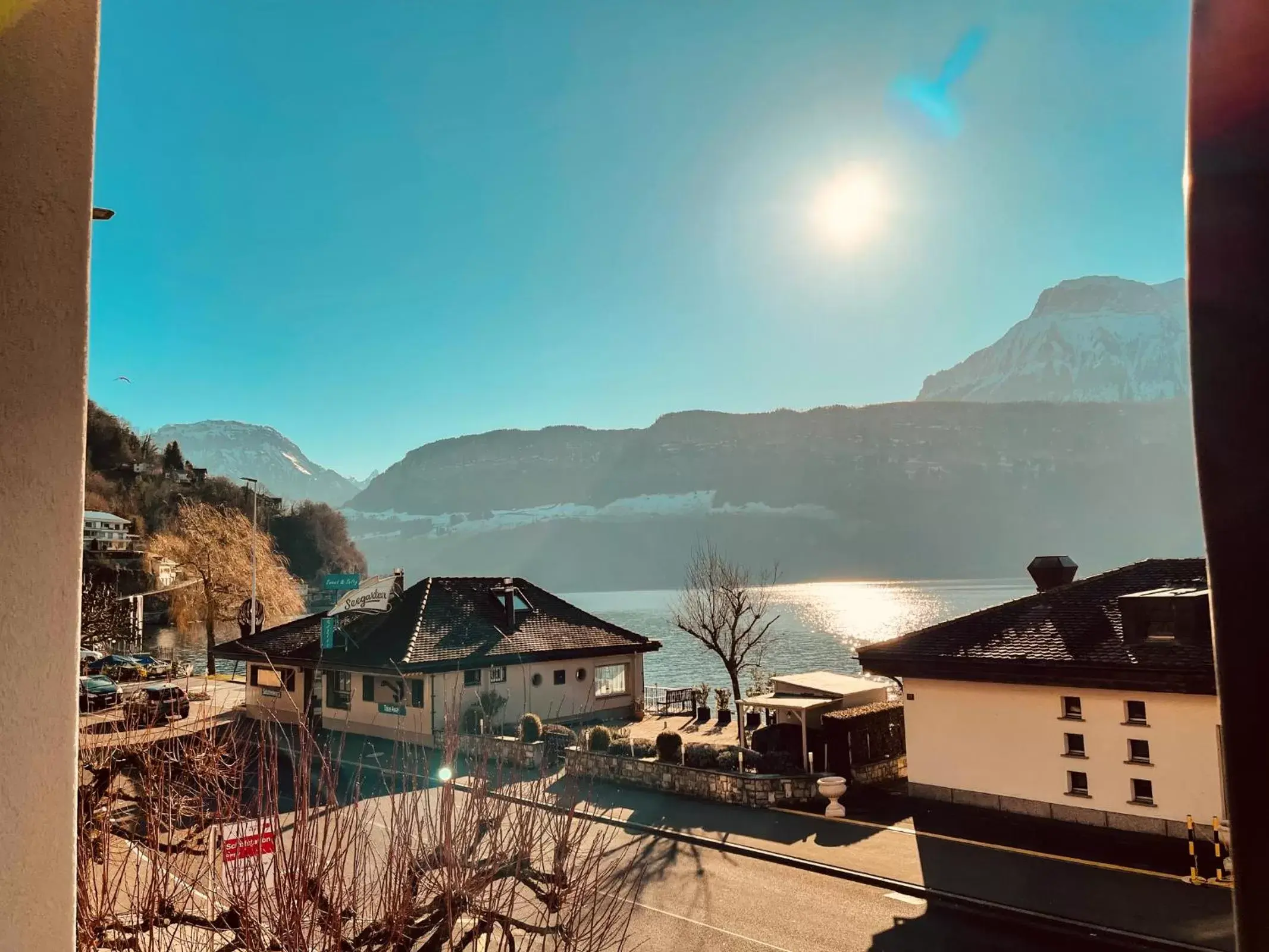View (from property/room), Winter in Seehotel Riviera at Lake Lucerne