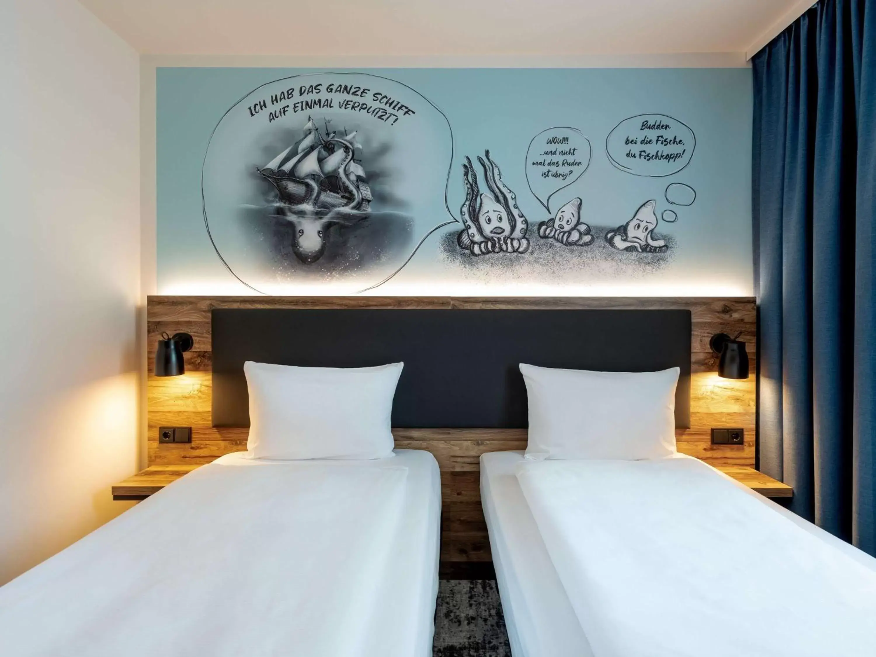 Bedroom, Bed in ibis Styles Hamburg Barmbek