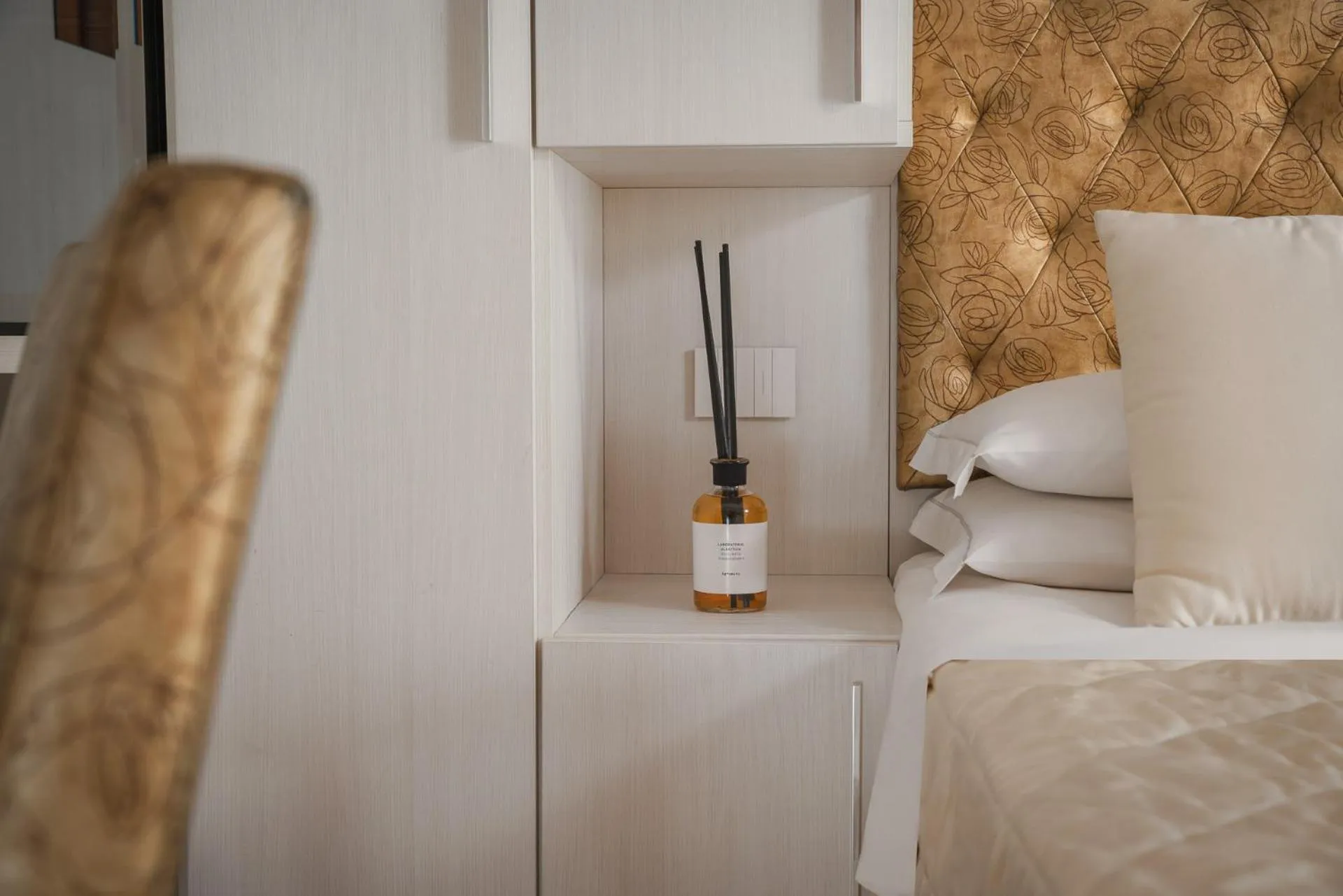 Decorative detail, Bed in Albergo Rossini 1936 - Small & Charming