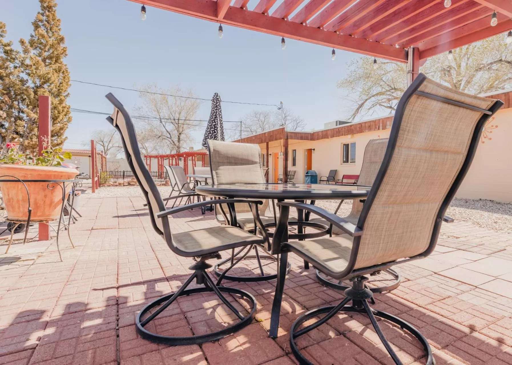 Patio in 1 or 3 Bedroom Apartment with Full Kitchen