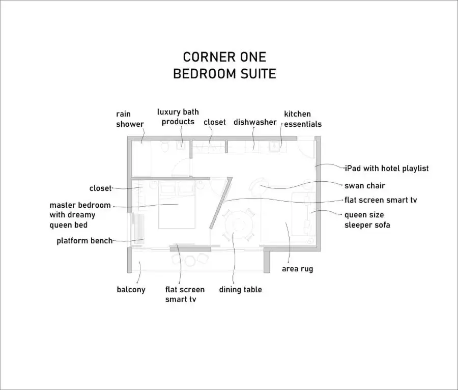Bedroom, Floor Plan in ABAE Hotel by Eskape Collection