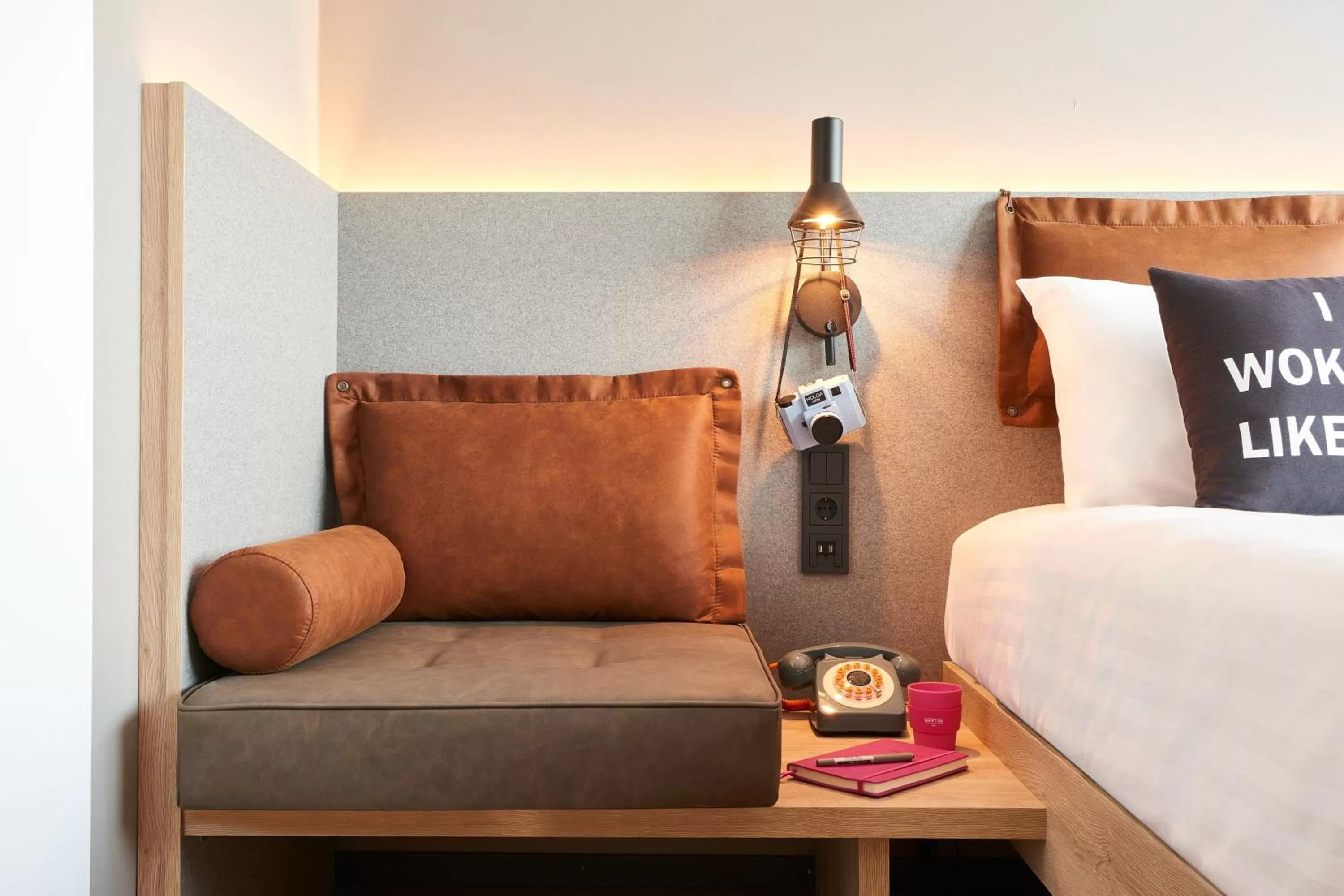 Photo of the whole room, Bed in Moxy Amsterdam Schiphol Airport