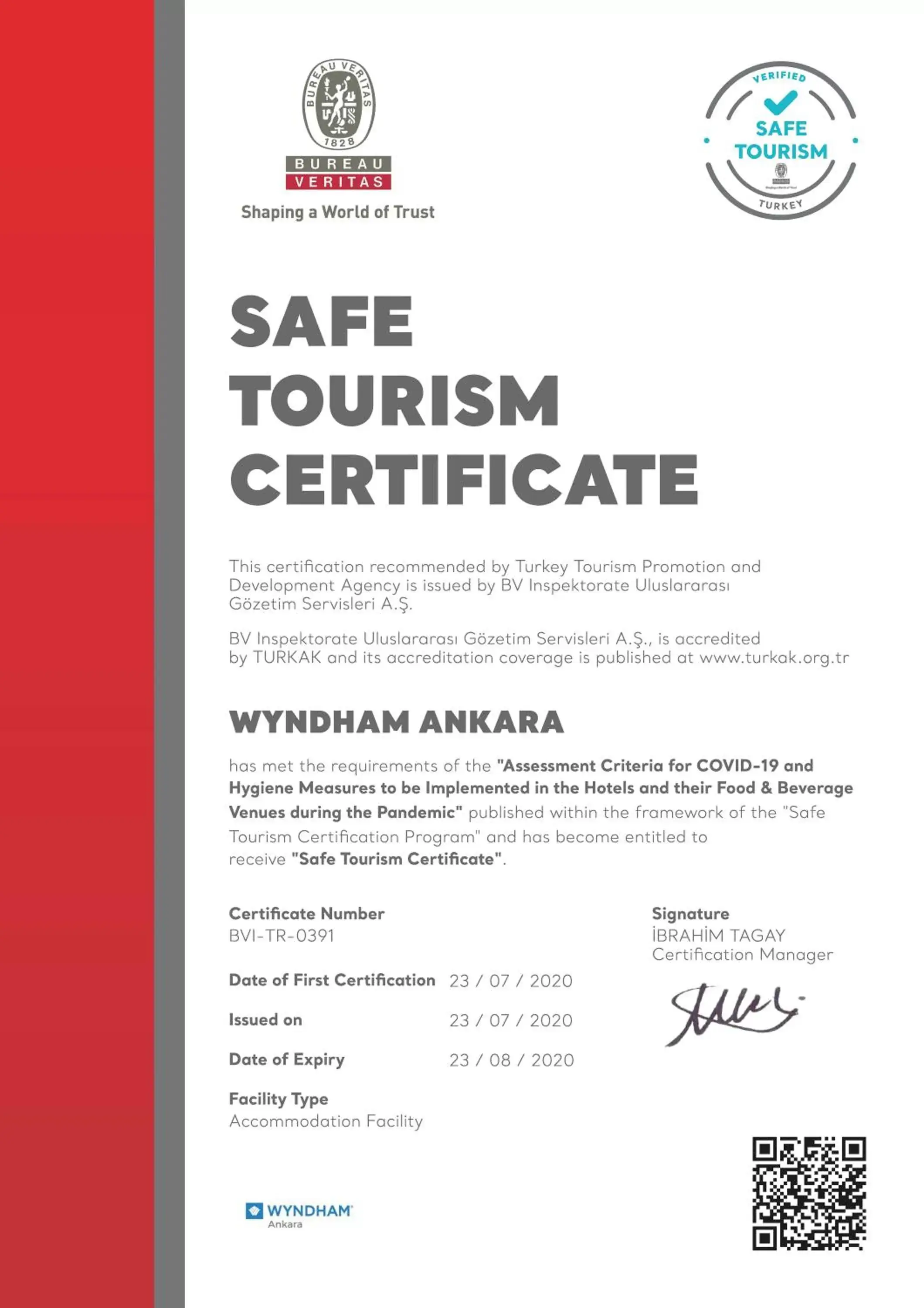 Logo/Certificate/Sign in Wyndham Ankara