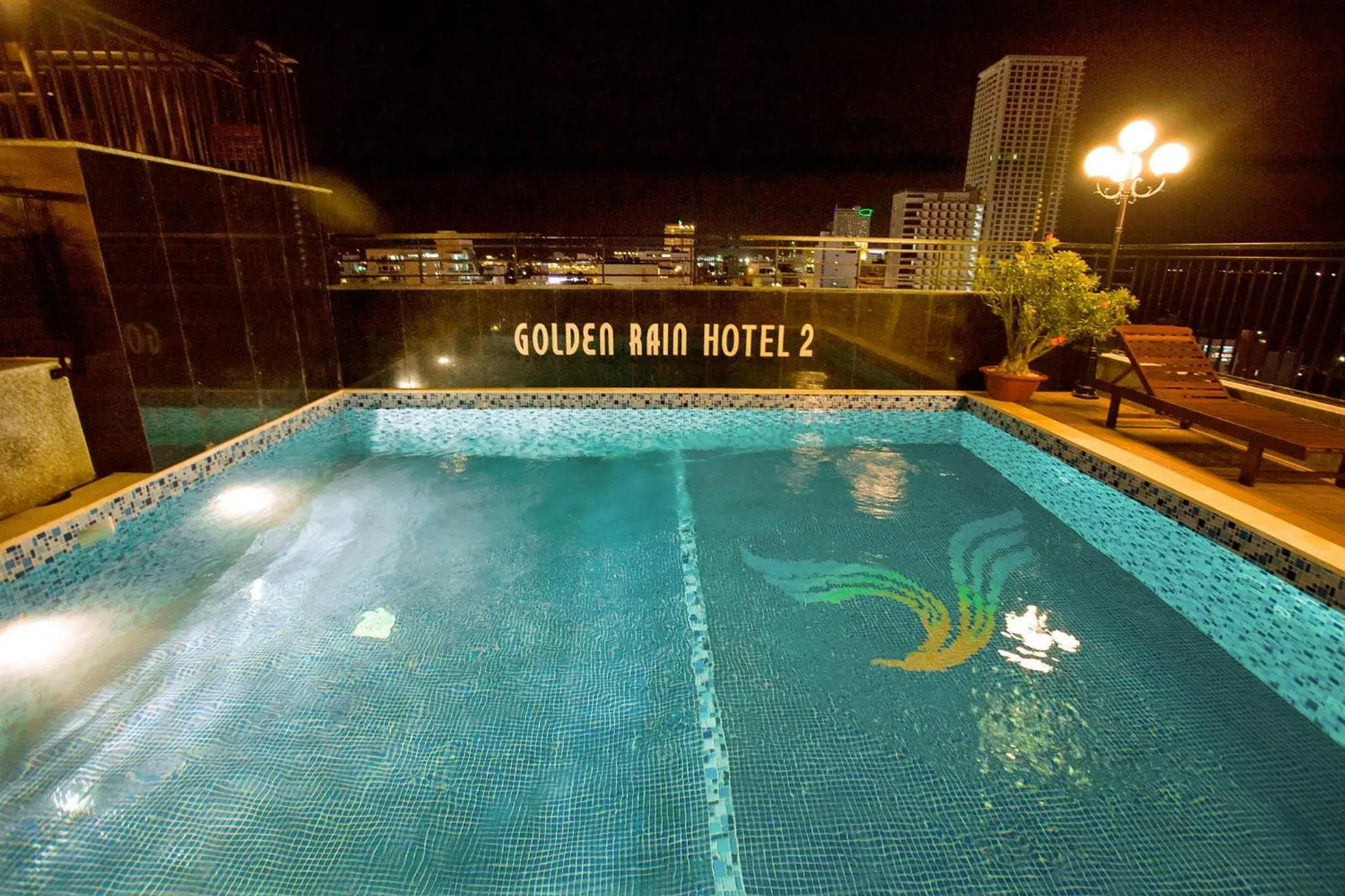Night, Swimming Pool in Golden Rain 2 Hotel