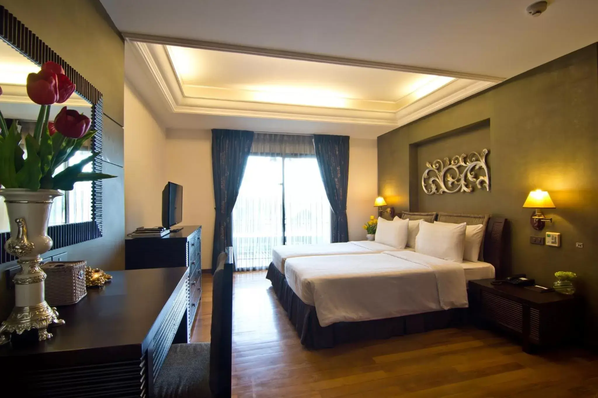 Balcony/Terrace, Bed in LK Mantra Pura Resort Balcony/Terrace, Bed in LK Mantra Pura Resort