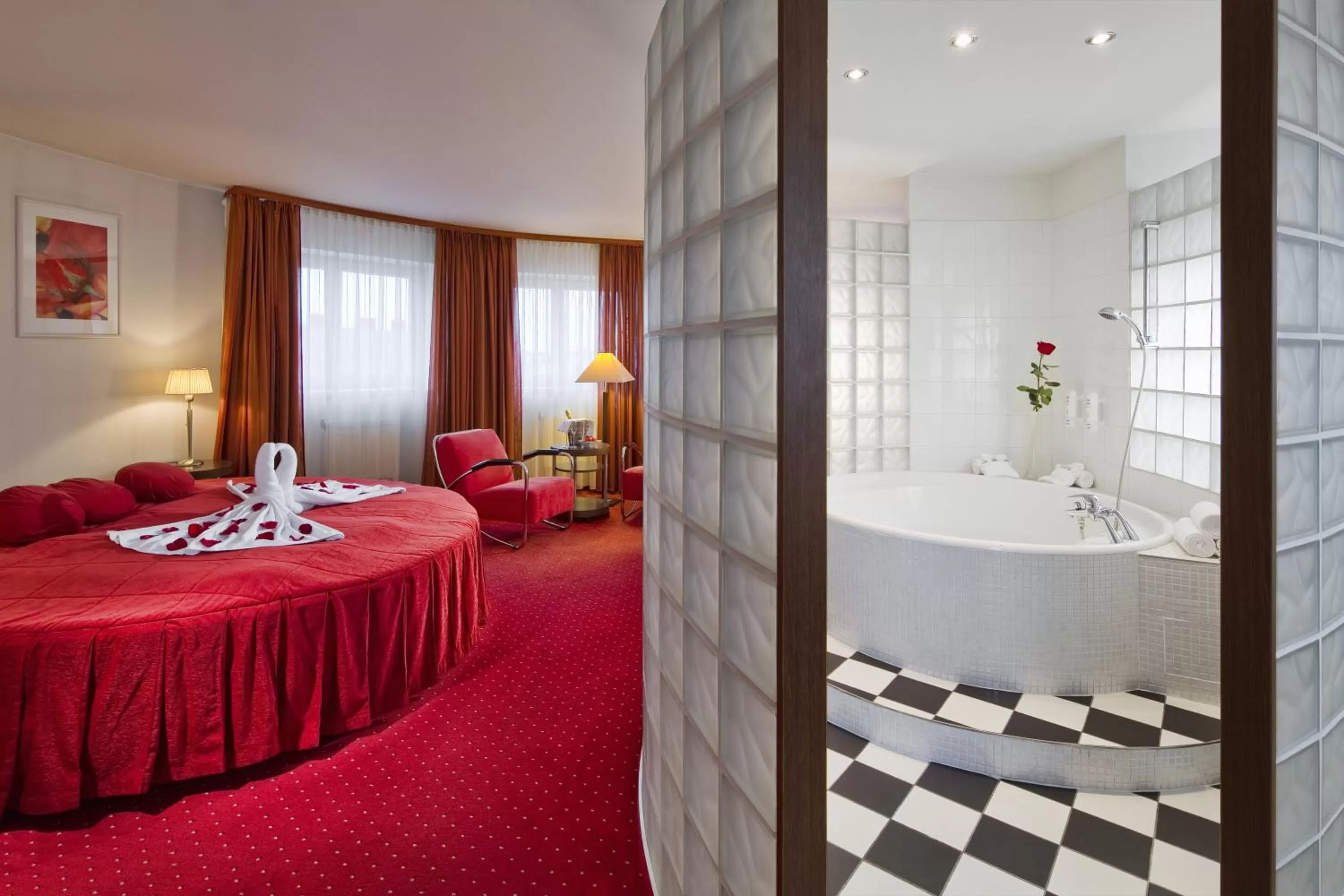 Bathroom, Bed in Imperial Hotel Ostrava