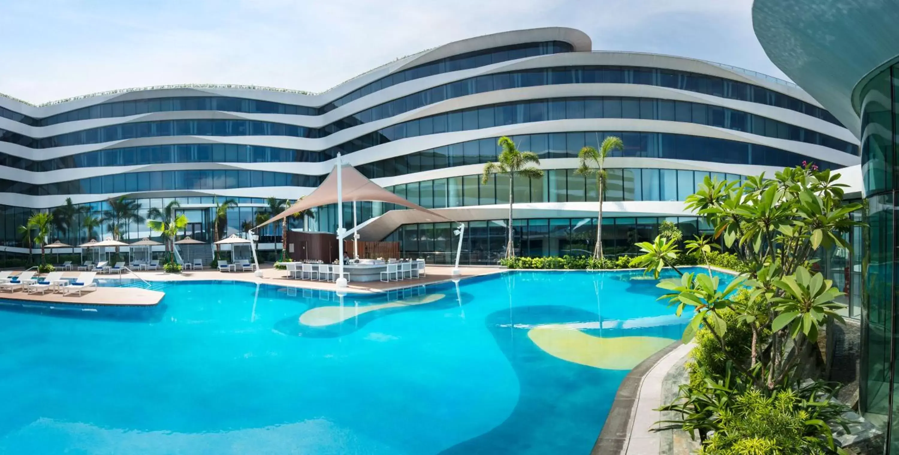 Pool view, Property Building in Conrad Manila