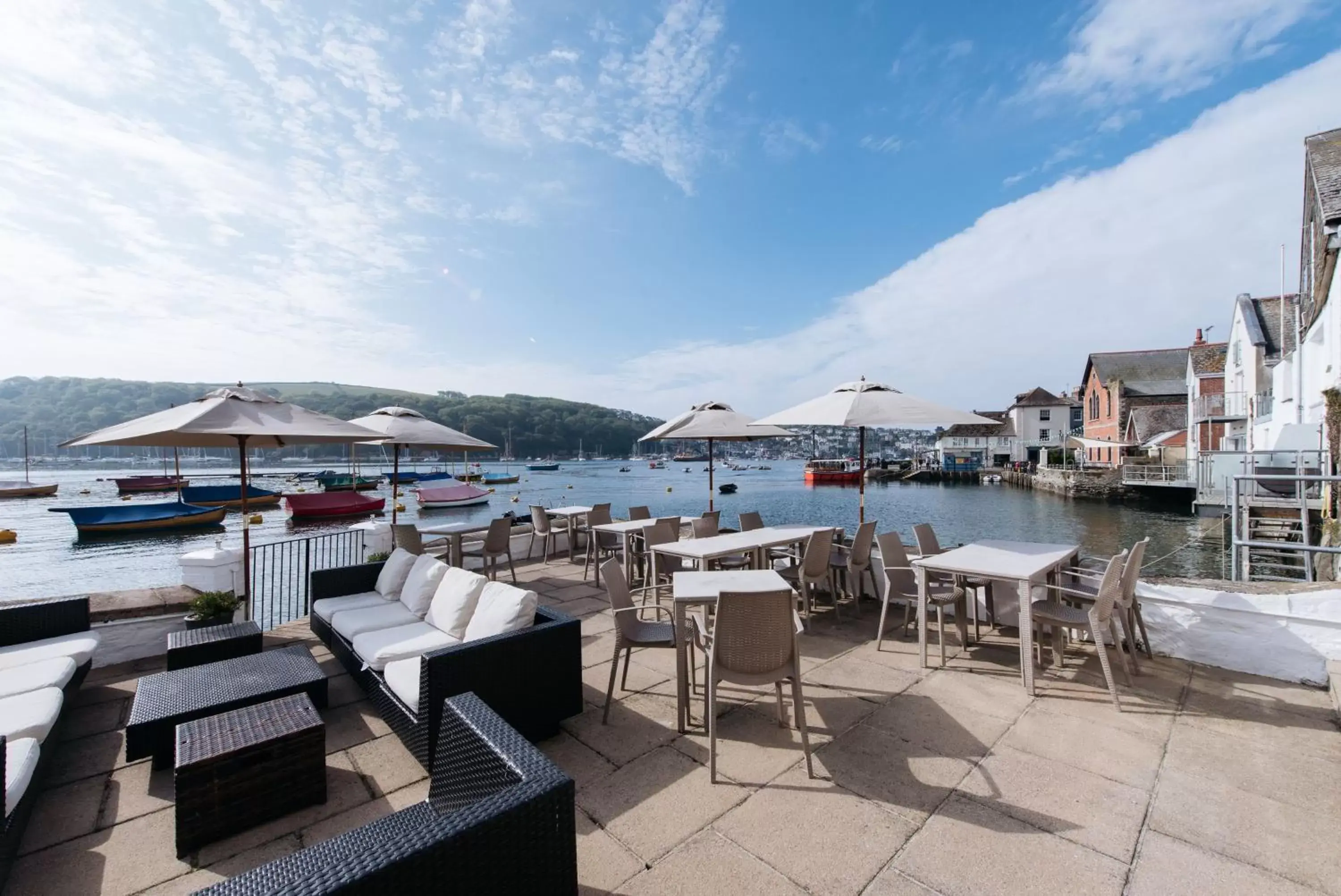 Patio, Restaurant/Places to Eat in The Old Quay House Hotel