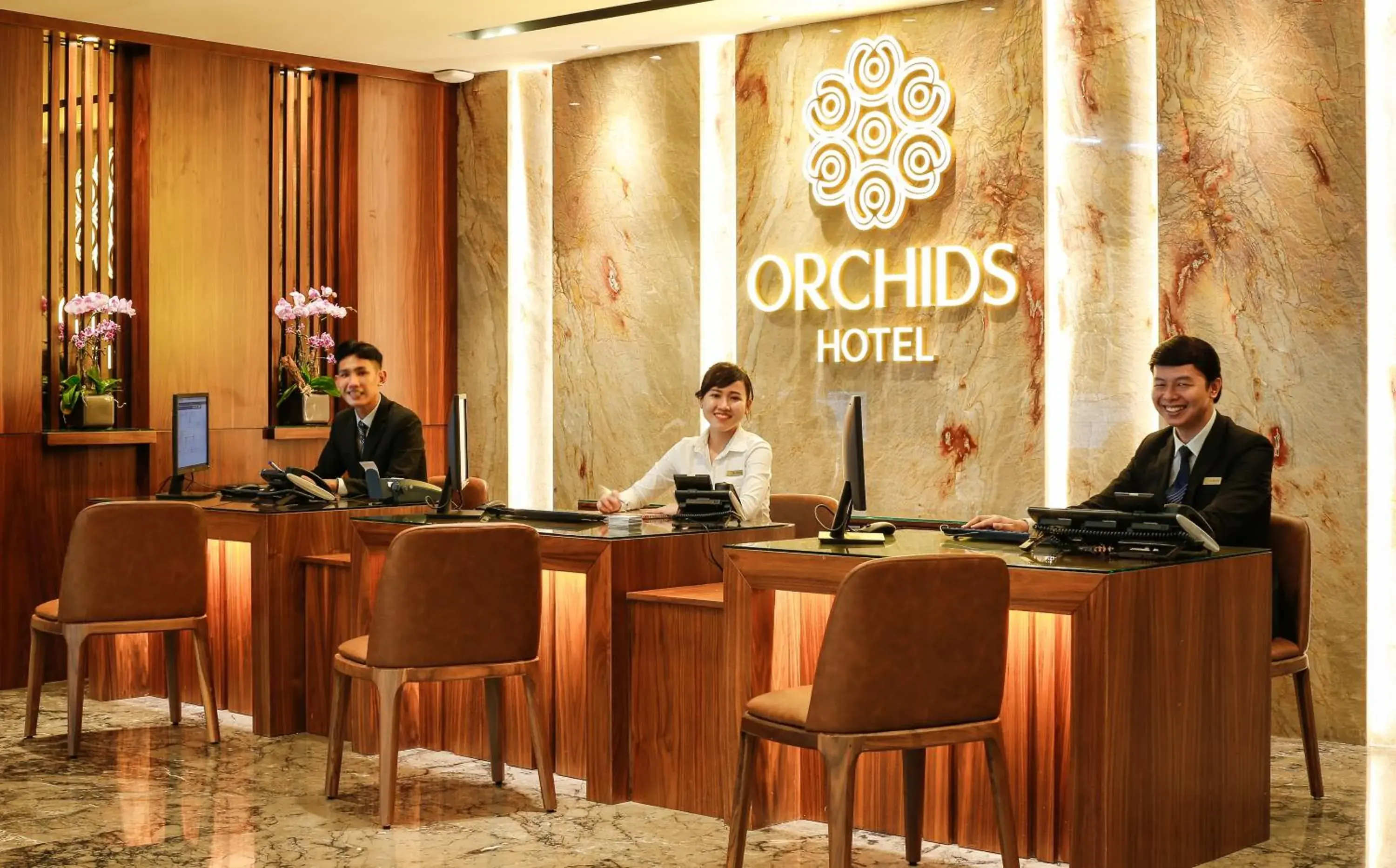 Lobby or reception in Orchids Saigon Hotel