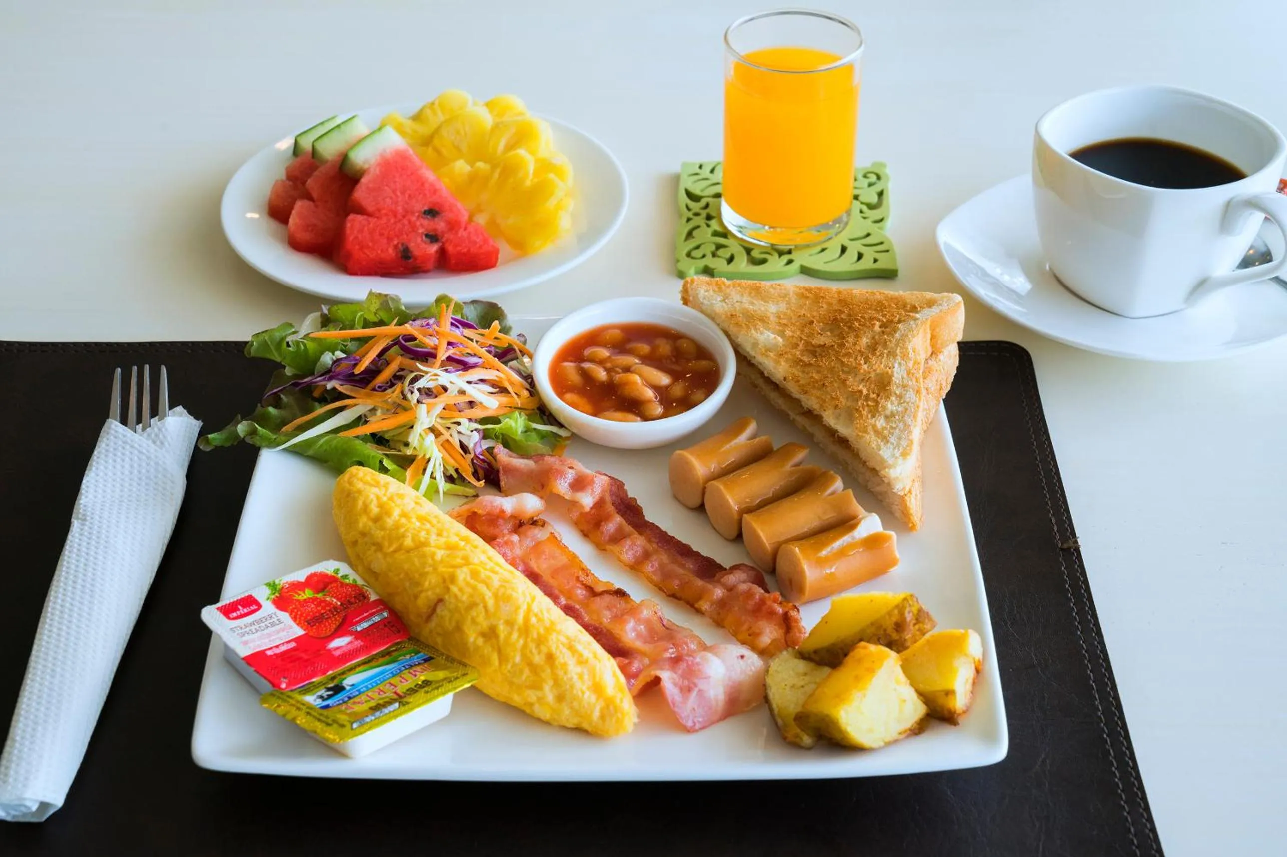 American breakfast in The Nice Krabi Hotel