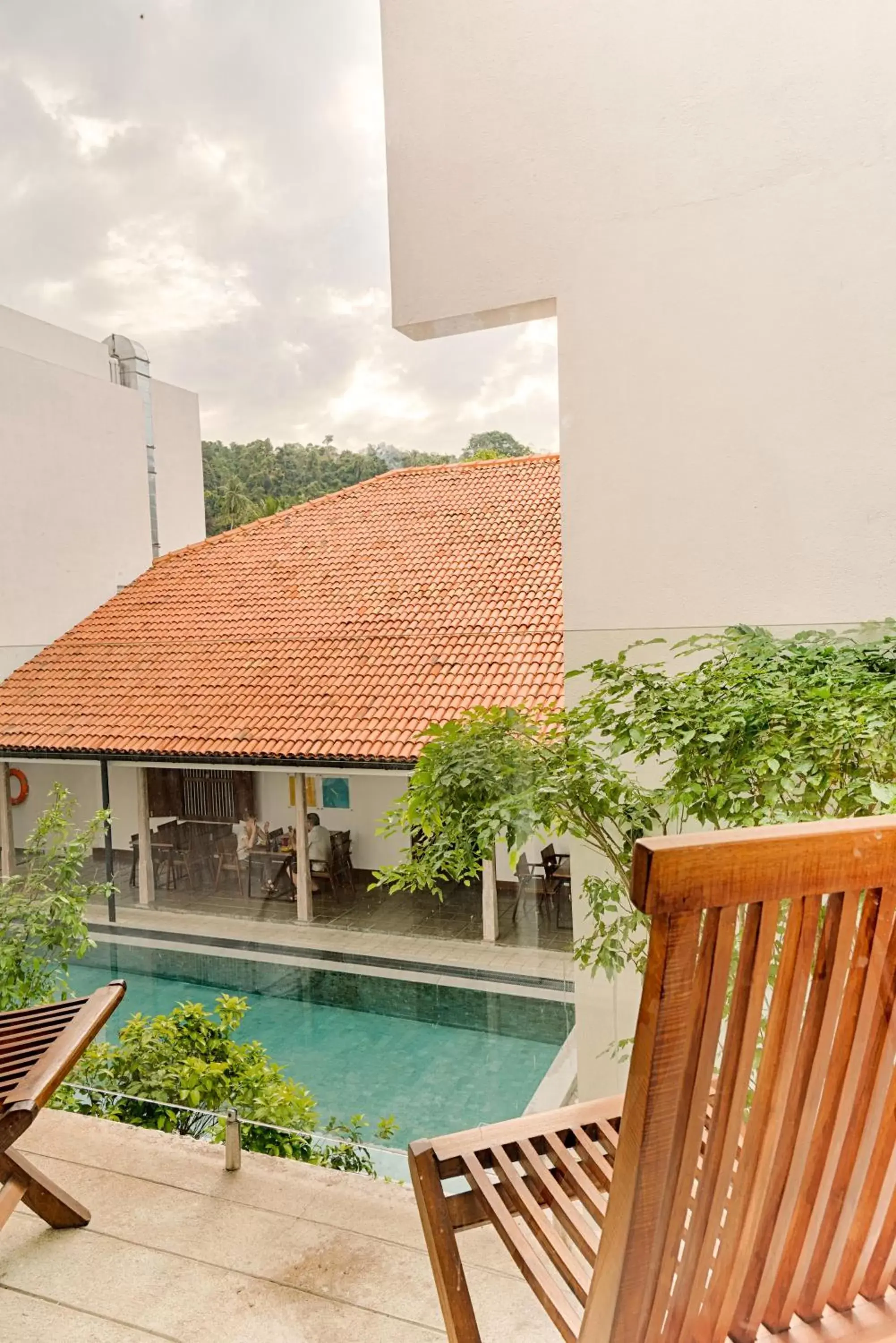 Balcony/Terrace, Swimming Pool in Hotel J, Unawatuna