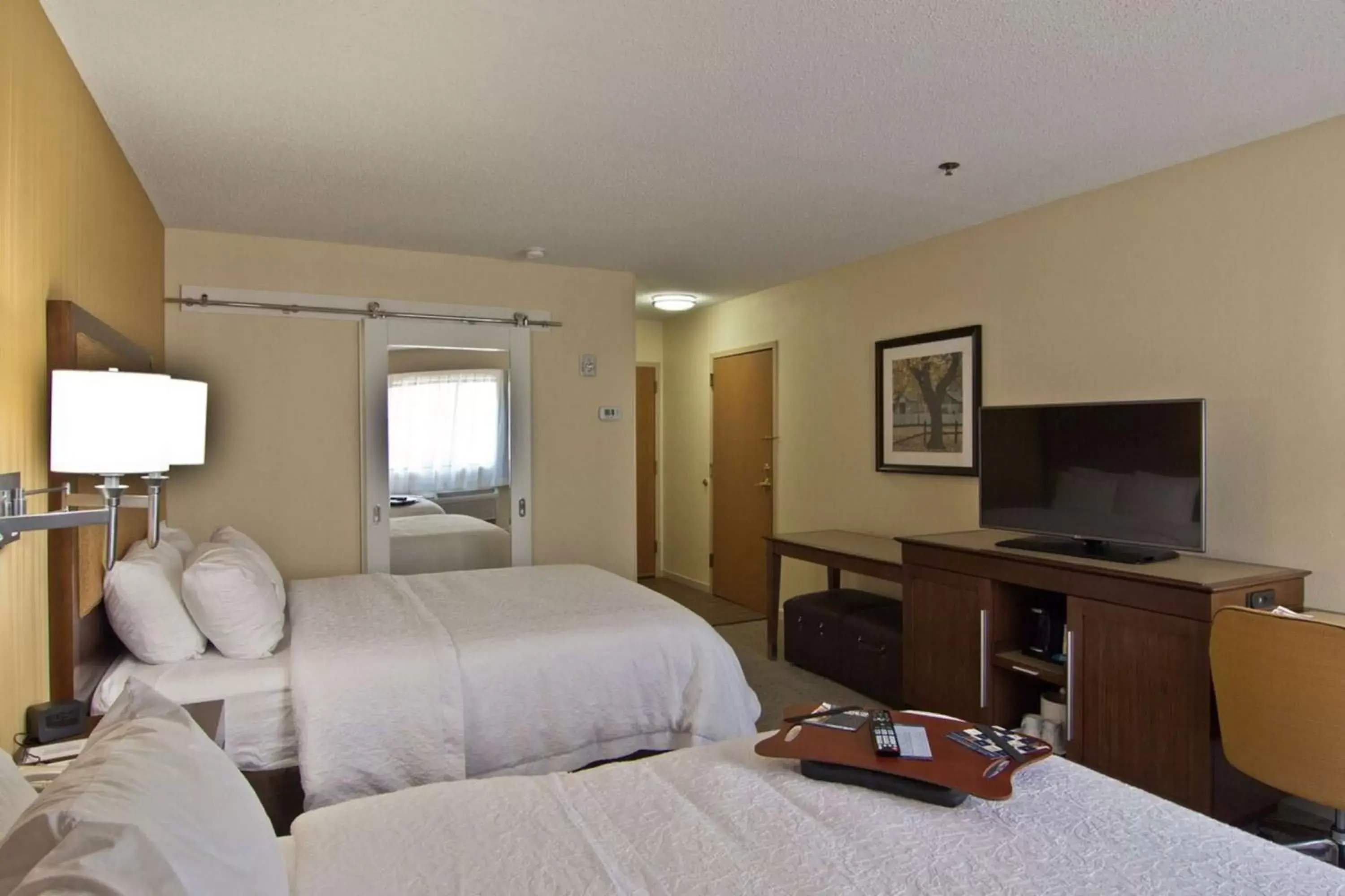 Bed, TV/Entertainment Center in Hampton Inn & Suites Chillicothe