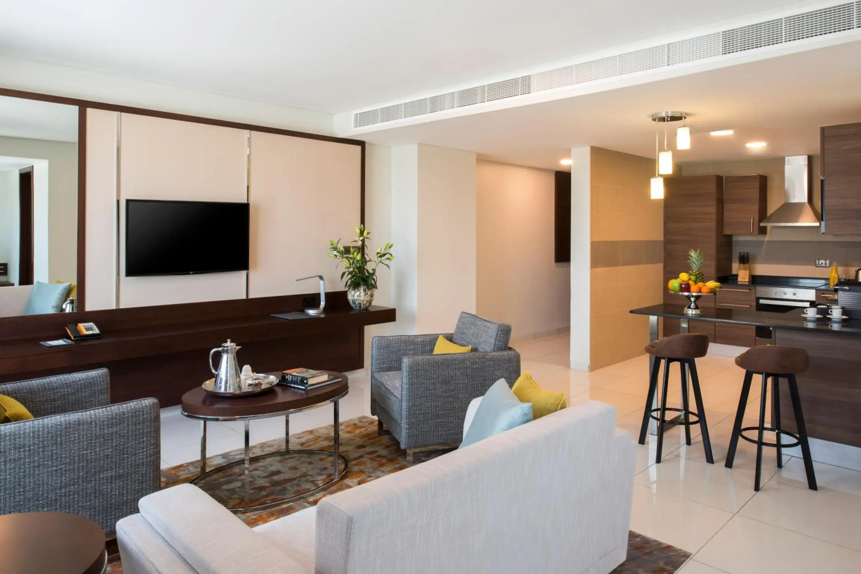 Kitchen or kitchenette, TV/Entertainment Center in Fraser Suites Muscat