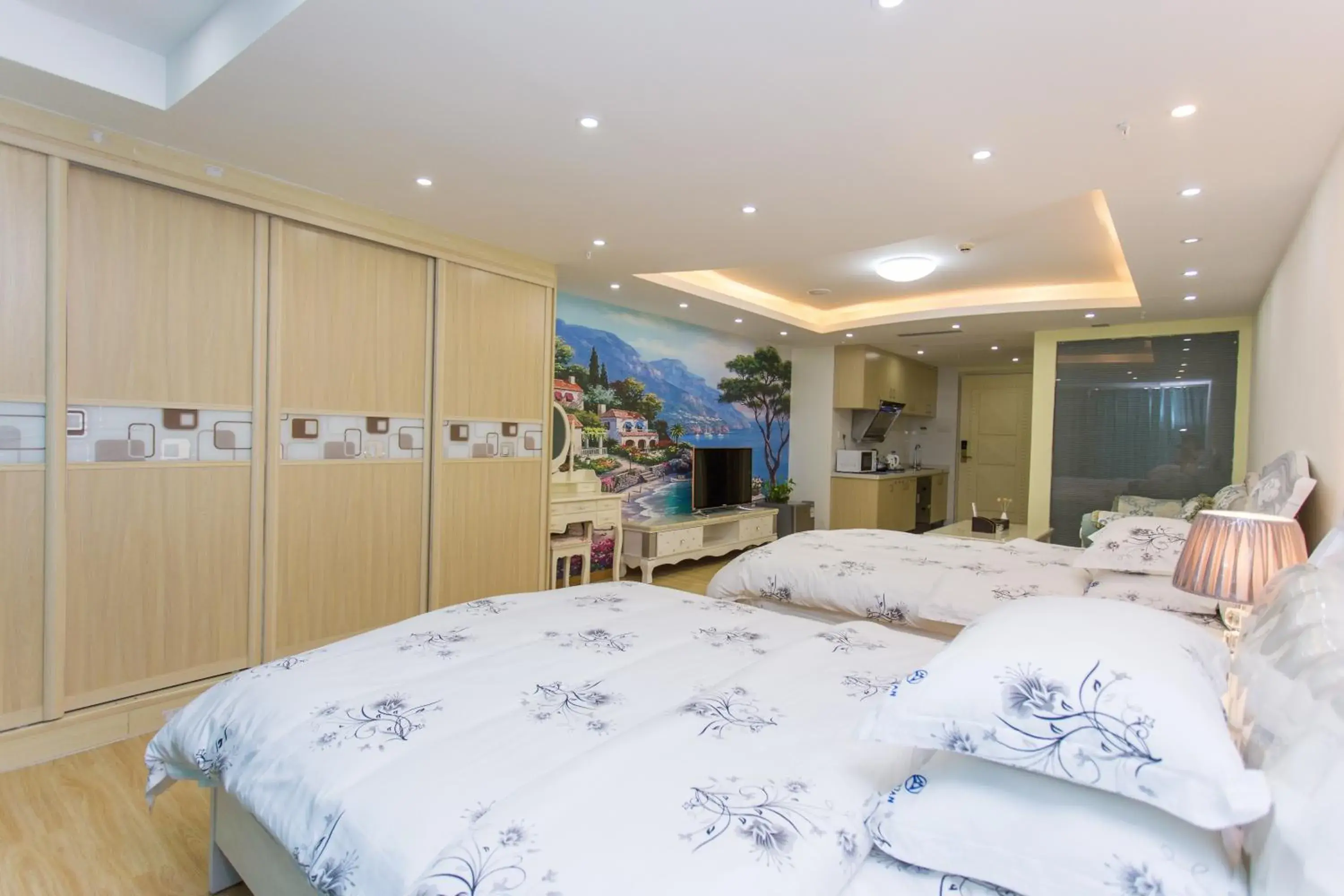 Photo of the whole room, Bed in Guangzhou Manhattan International Apartment Zhengjia Branch