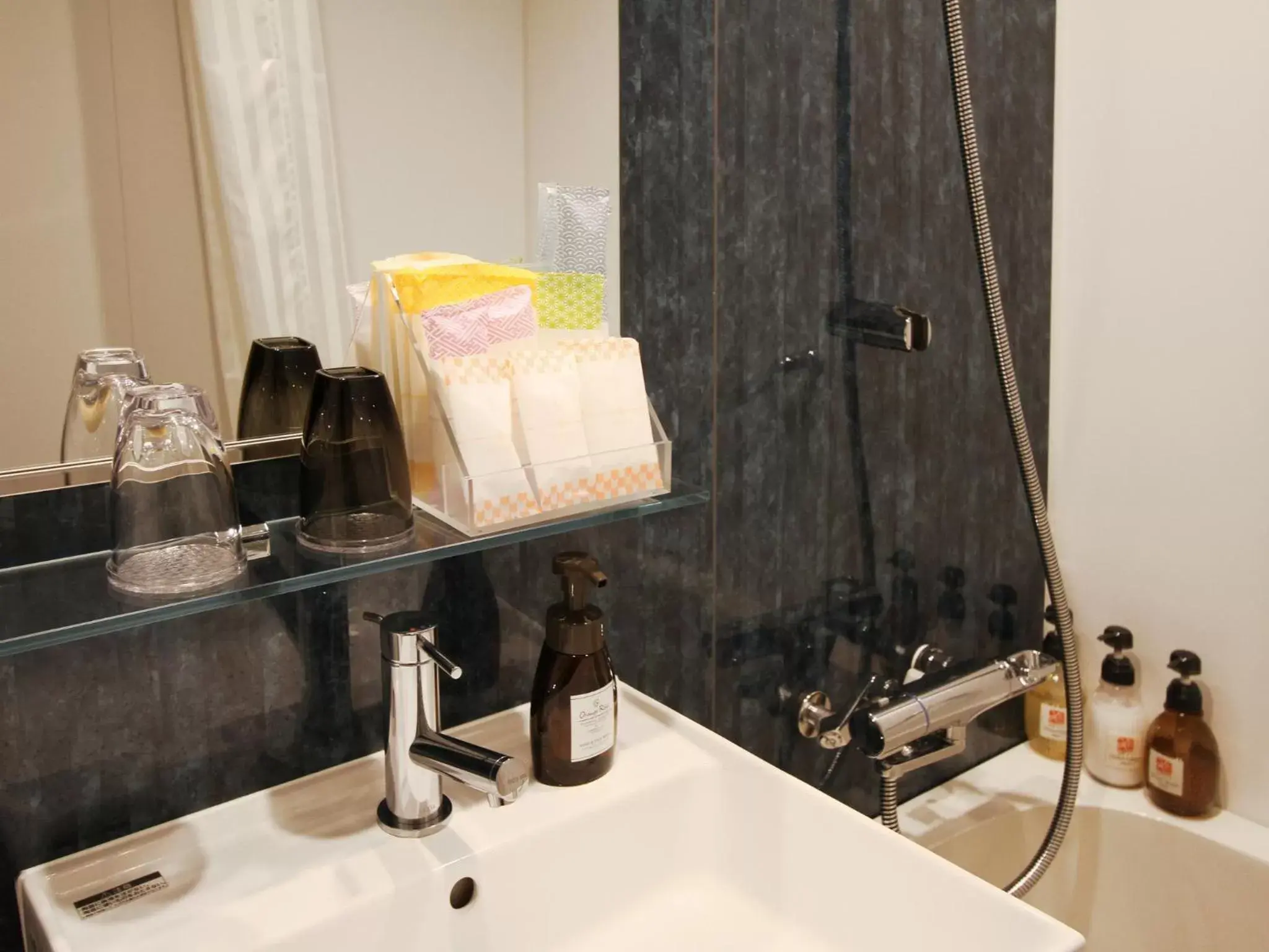 Bathroom, Kitchen/Kitchenette in Hotel Torifito Hakata Gion