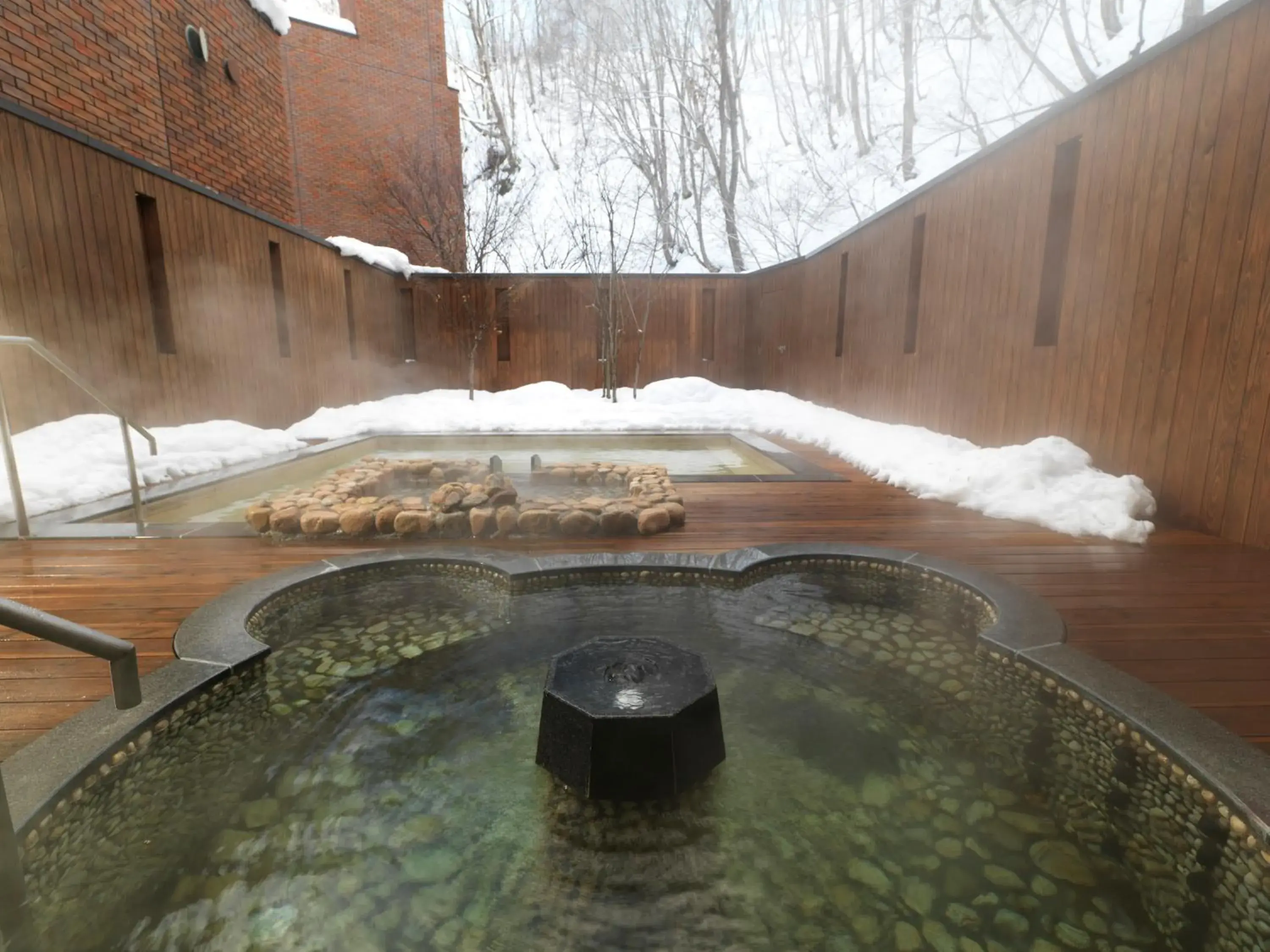 Hot Spring Bath in Niseko Konbu Onsen Tsuruga Besso Moku No Sho