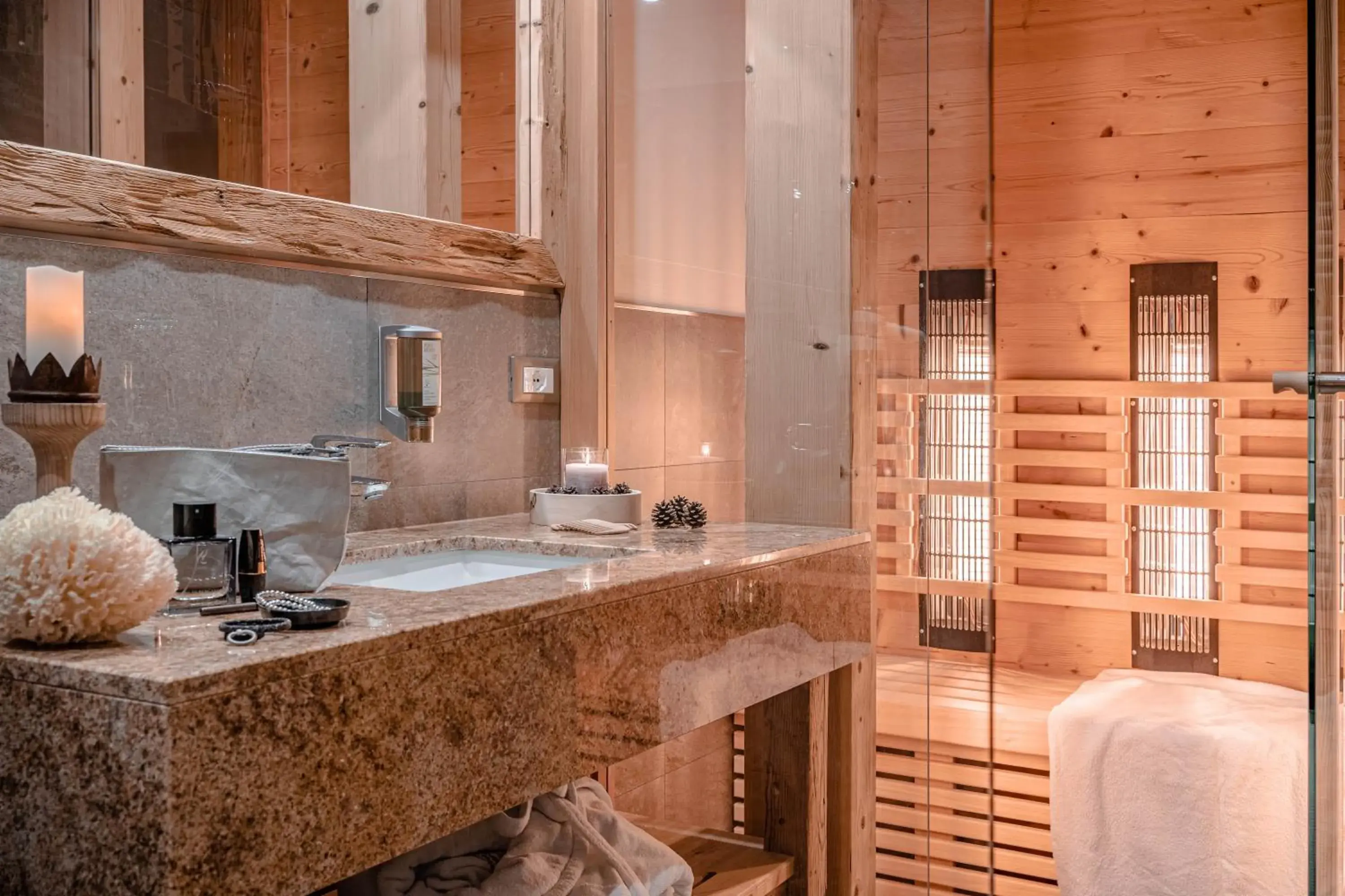 Sauna, Bathroom in Sport & Wellness Hotel Cristallo