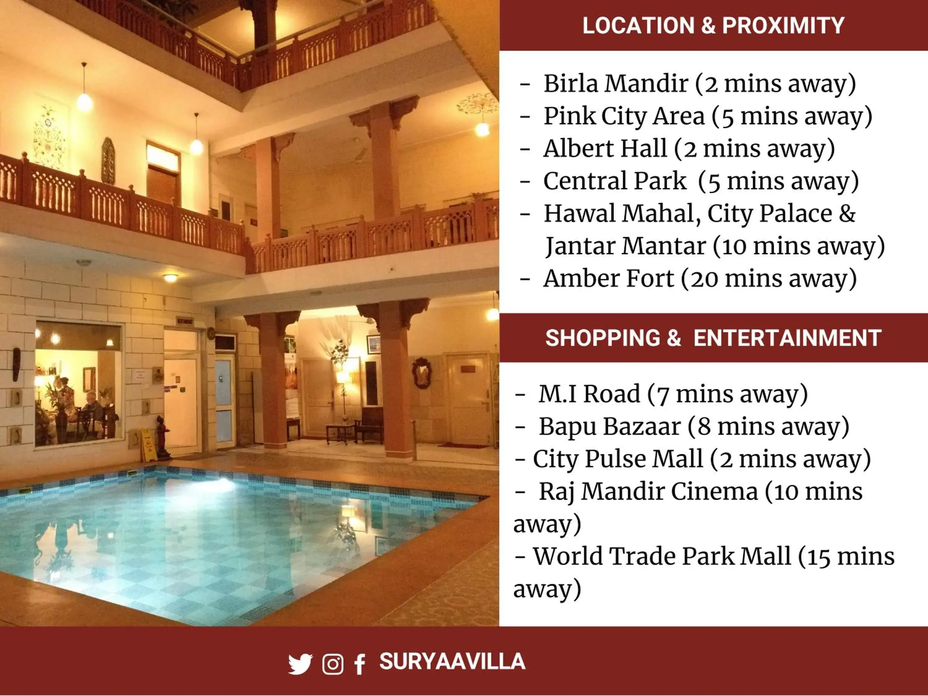 Activities, Swimming Pool in Suryaa Villa Jaipur - A Boutique Heritage Haveli