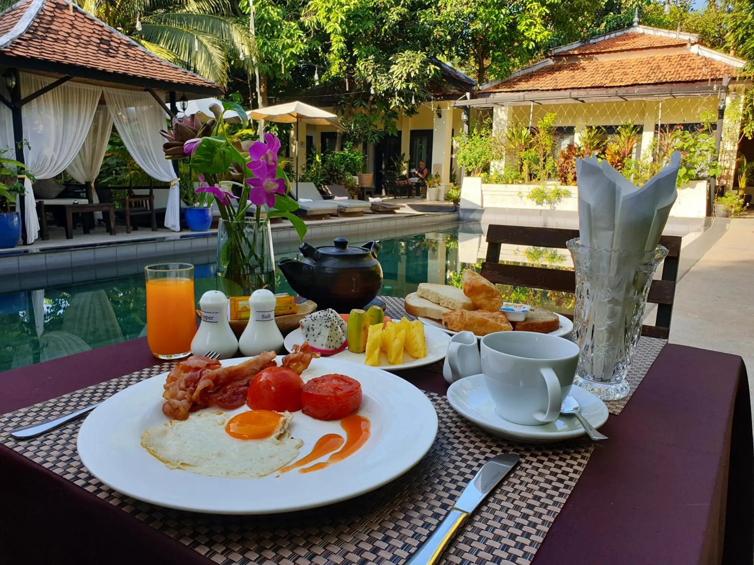 Buffet breakfast in The Sanctuary Villa Battambang