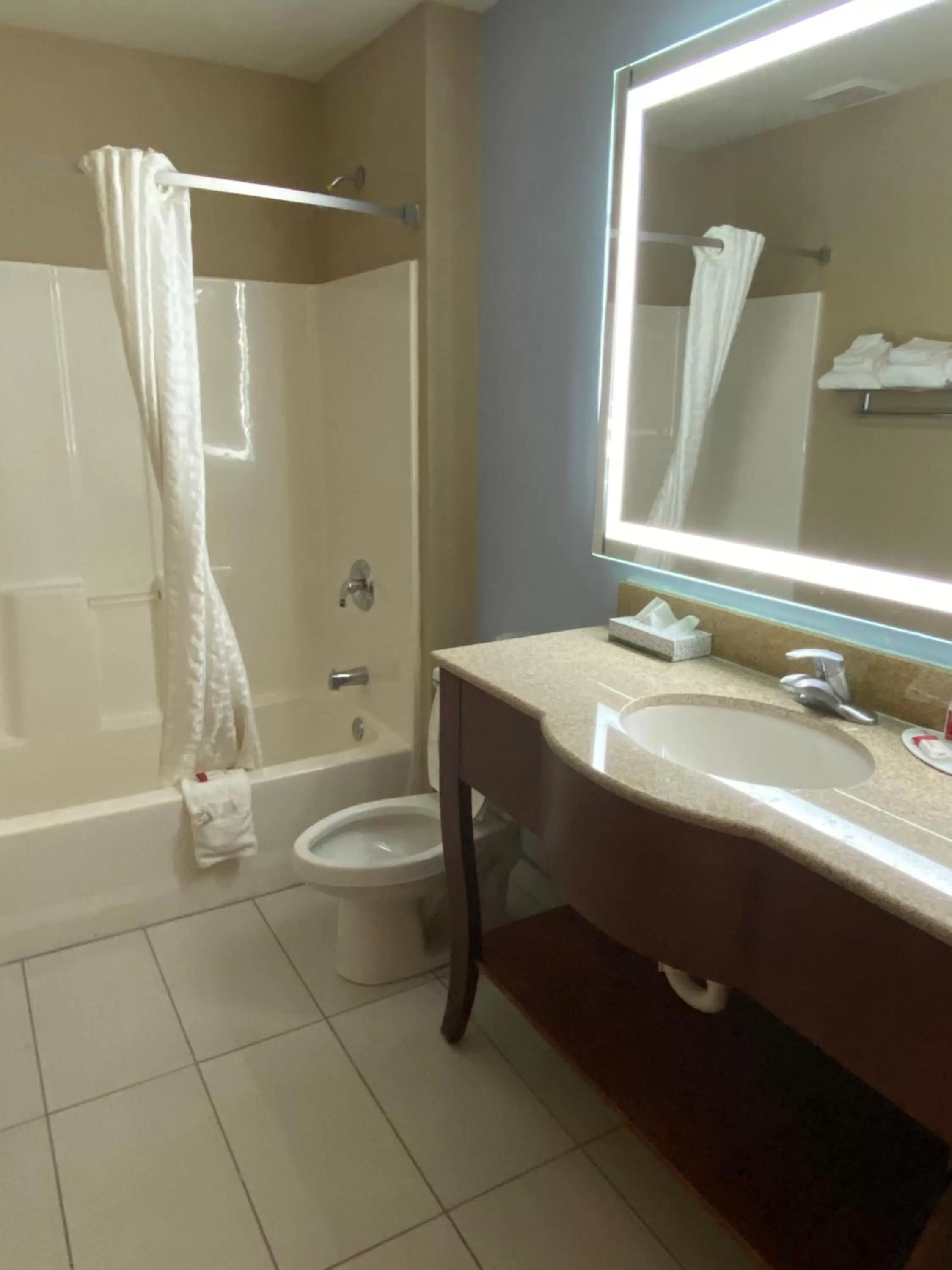 Bathroom in Super 8 by Wyndham Lynchburg VA