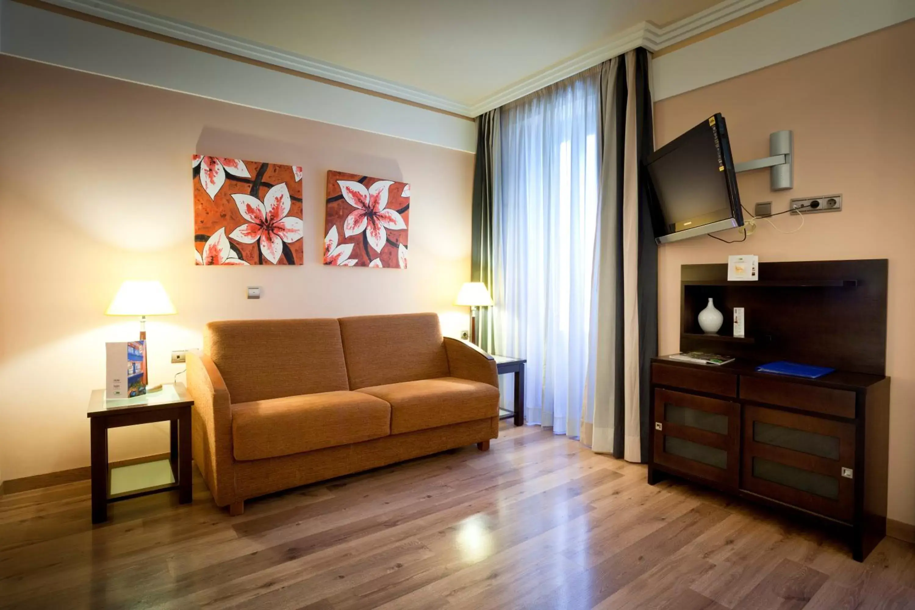 TV and multimedia, Seating Area in Suites Gran Vía 44