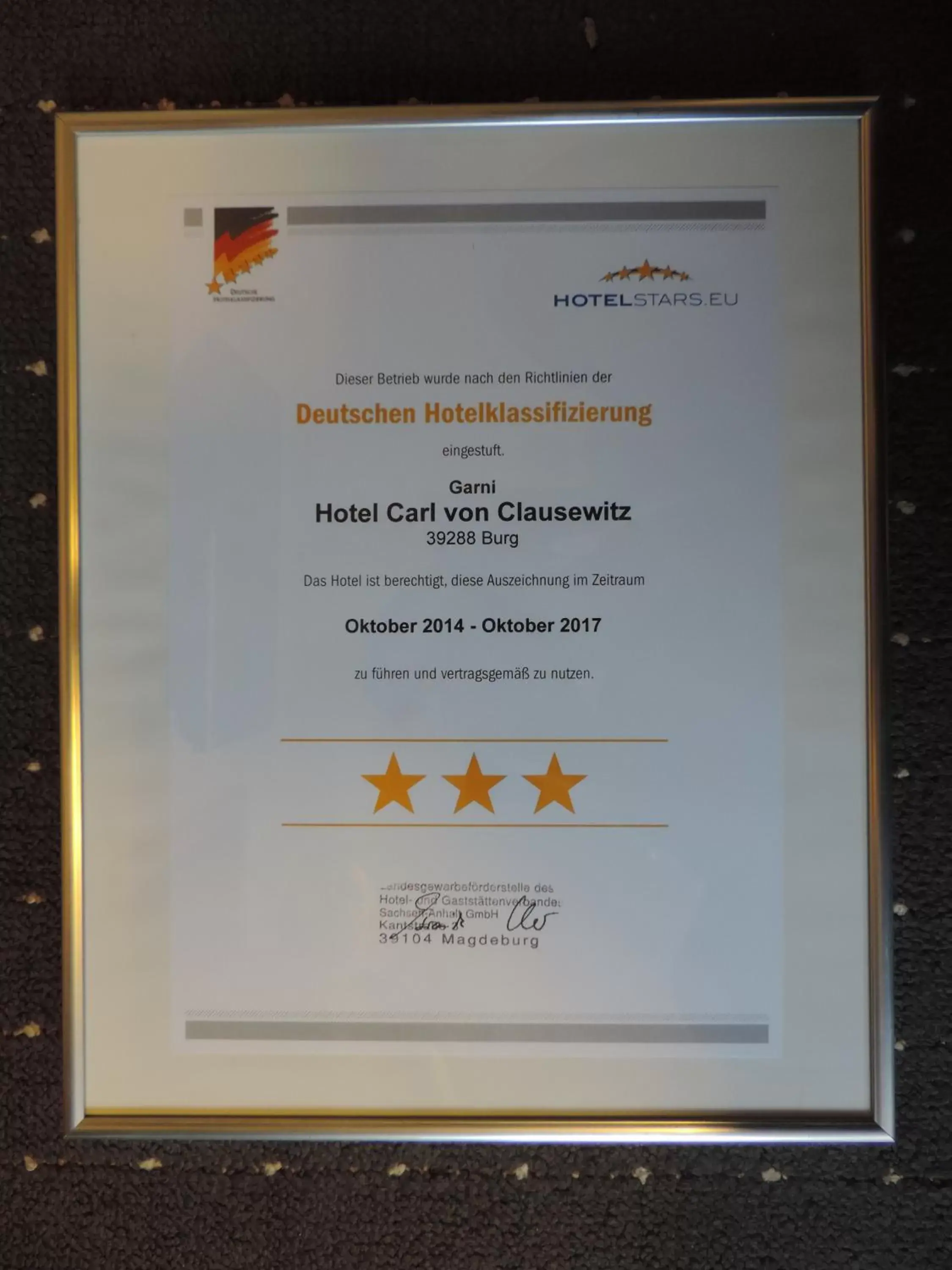 Certificate/Award in Hotel Carl von Clausewitz