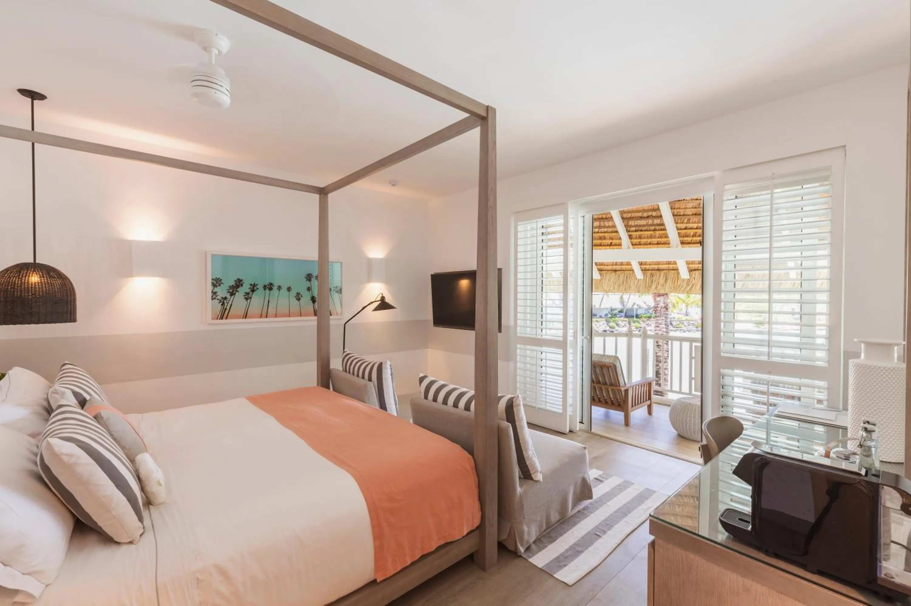 View (from property/room), Bed in LUX* Grand Gaube Resort & Villas