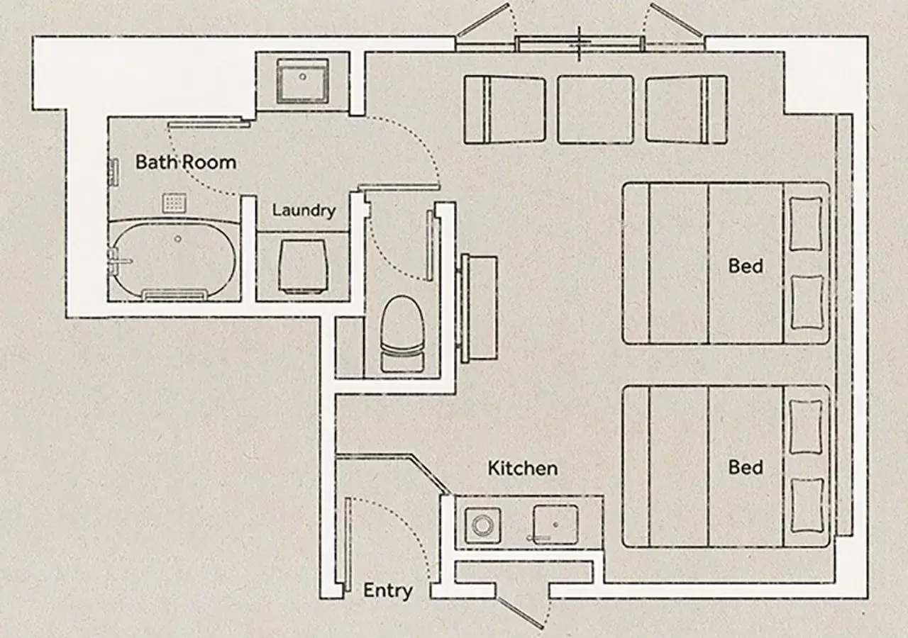 Photo of the whole room, Floor Plan in FAV HOTEL HIDATAKAYAMA West