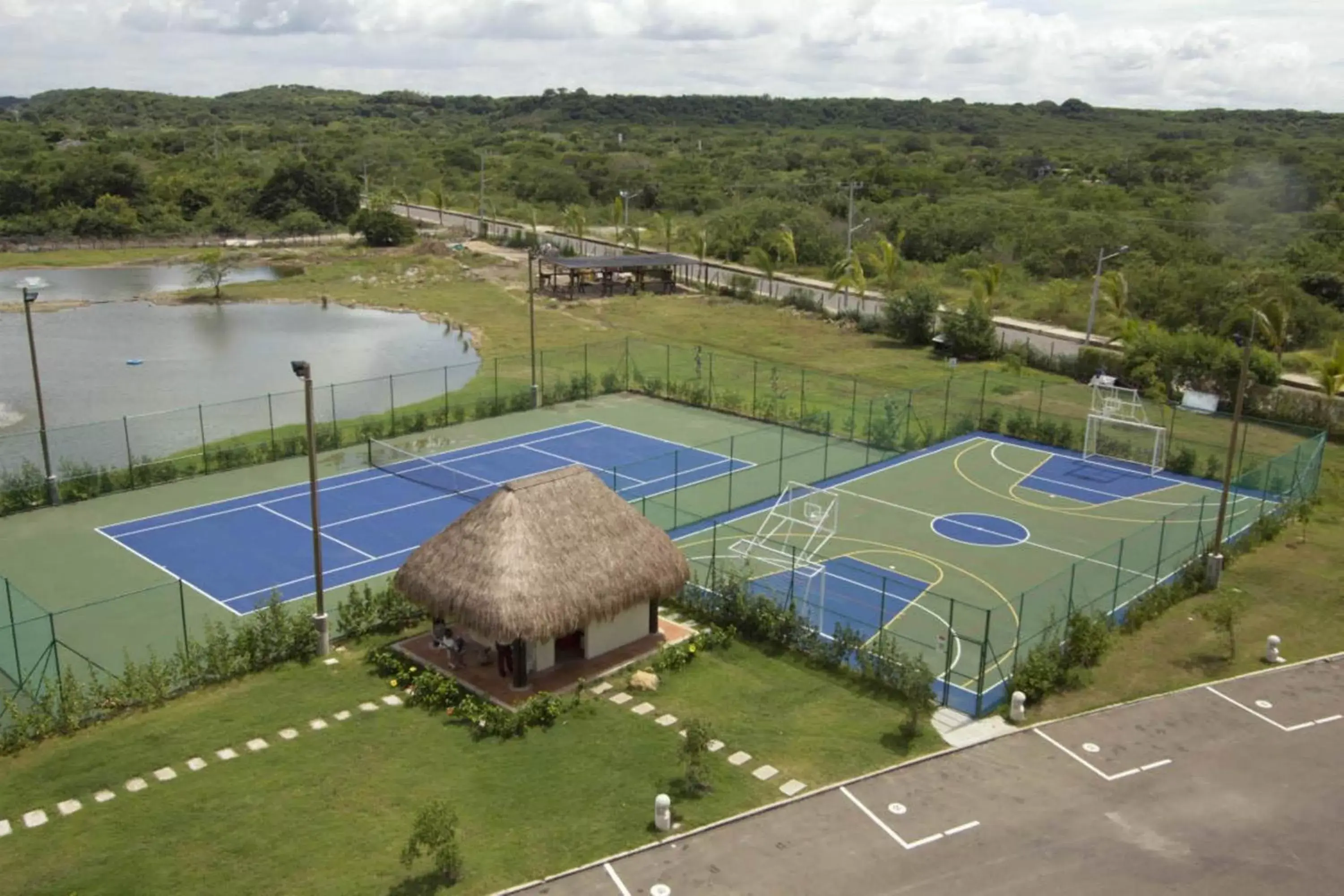 Tennis court, Bird's-eye View in Estelar Playa Manzanillo - All inclusive