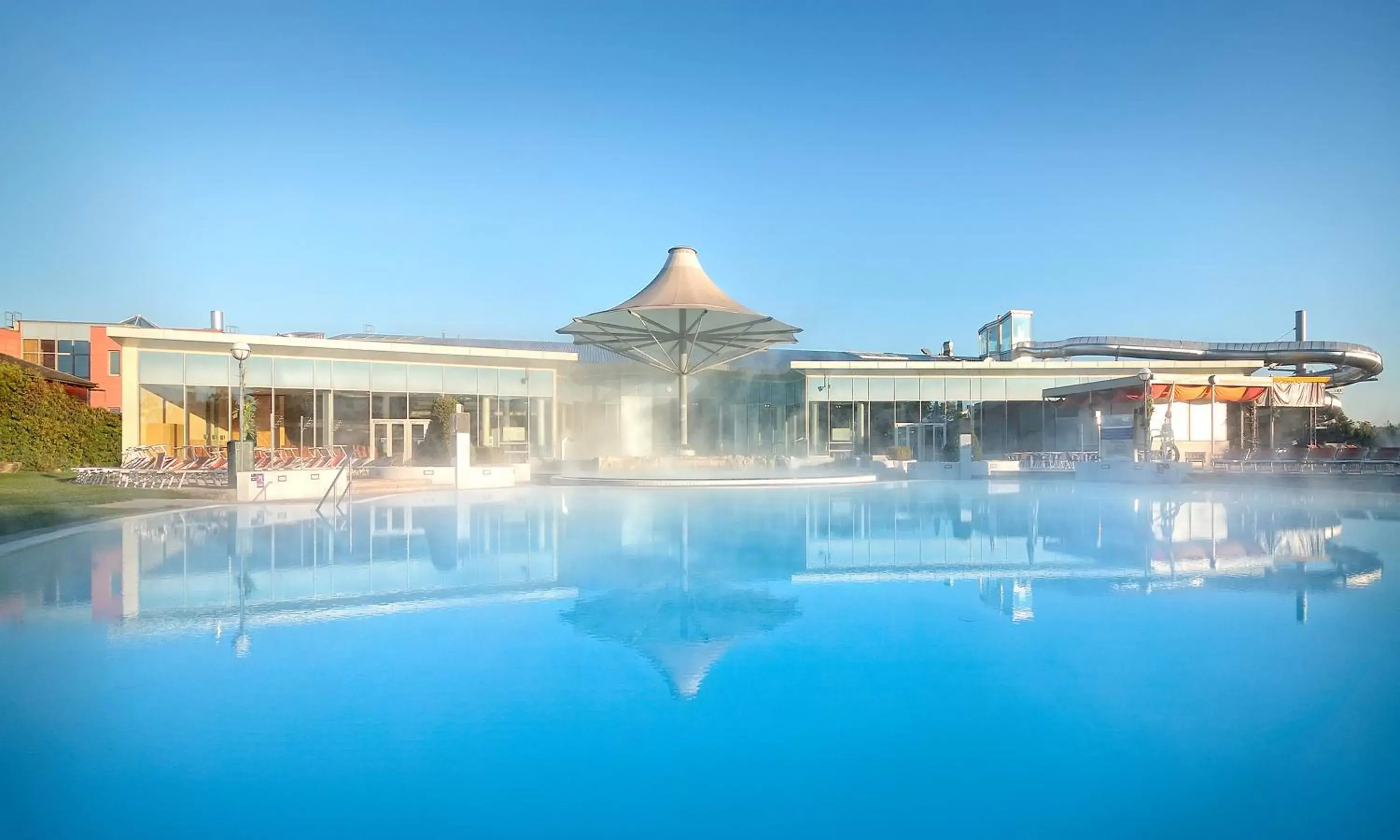 Facade/entrance, Swimming Pool in Therme Laa - Hotel & Silent Spa