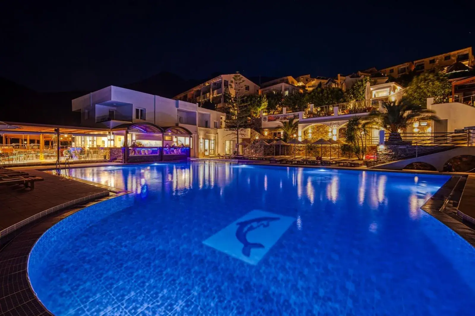 Night, Swimming Pool in Elounda Water Park Residence Hotel