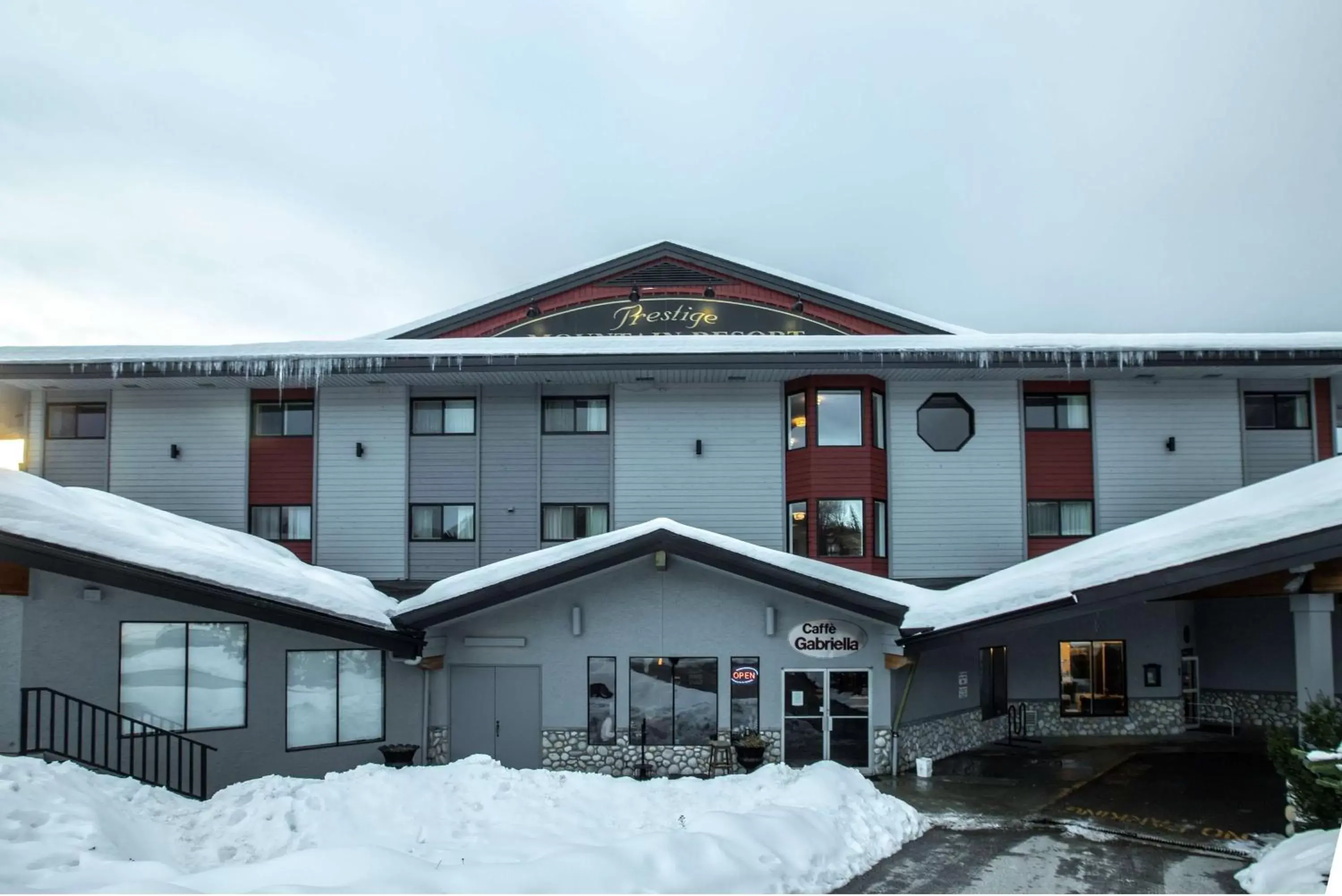 Property building, Winter in Prestige Mountain Resort Rossland