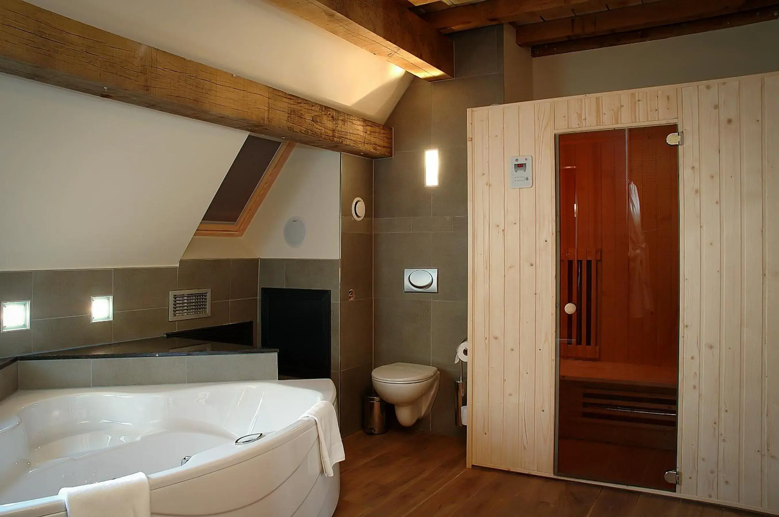 Sauna, Bathroom in Hotel Van Eyck