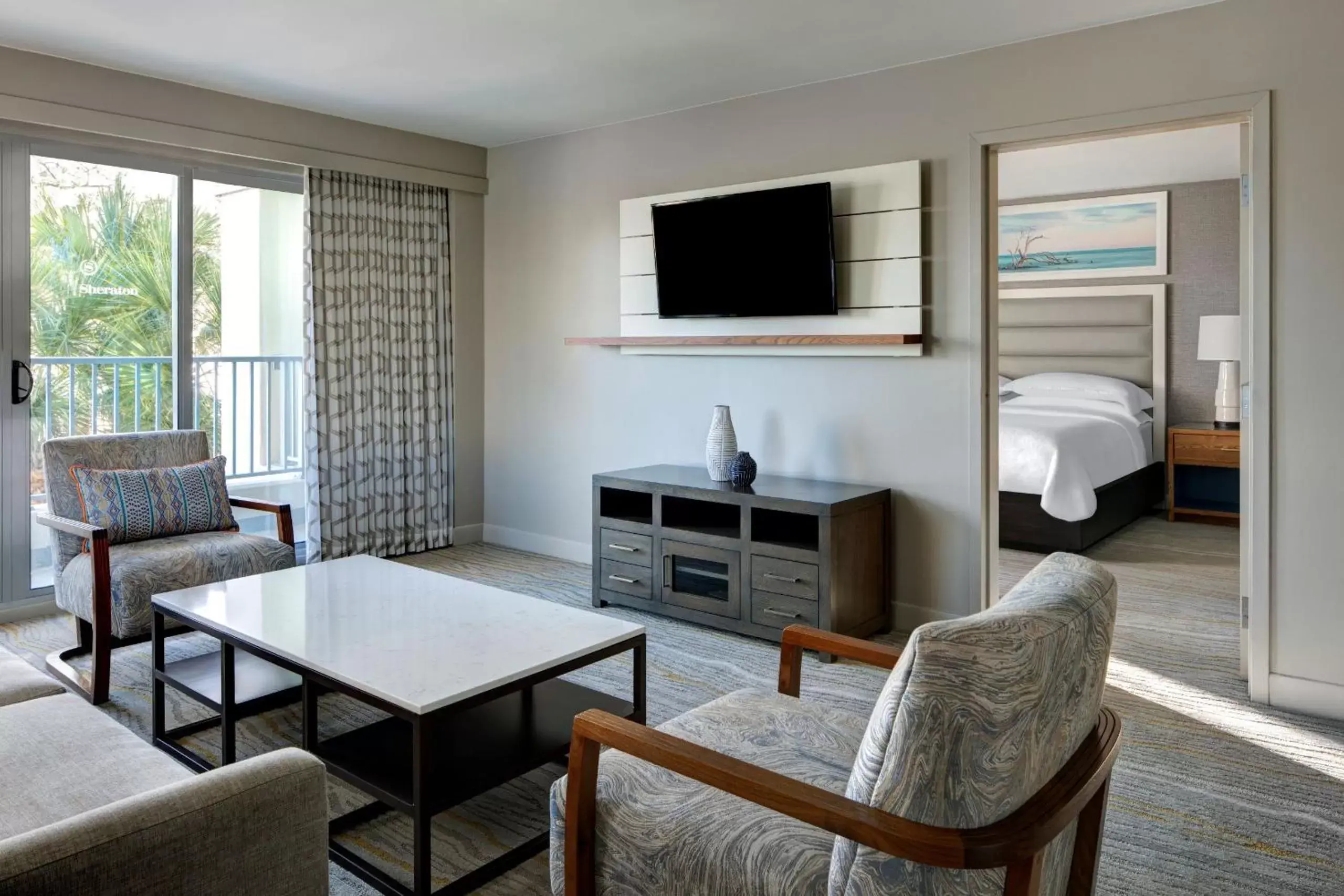 Bed, TV/Entertainment Center in Bluegreen's Bayside Resort and Spa at Panama City Beach