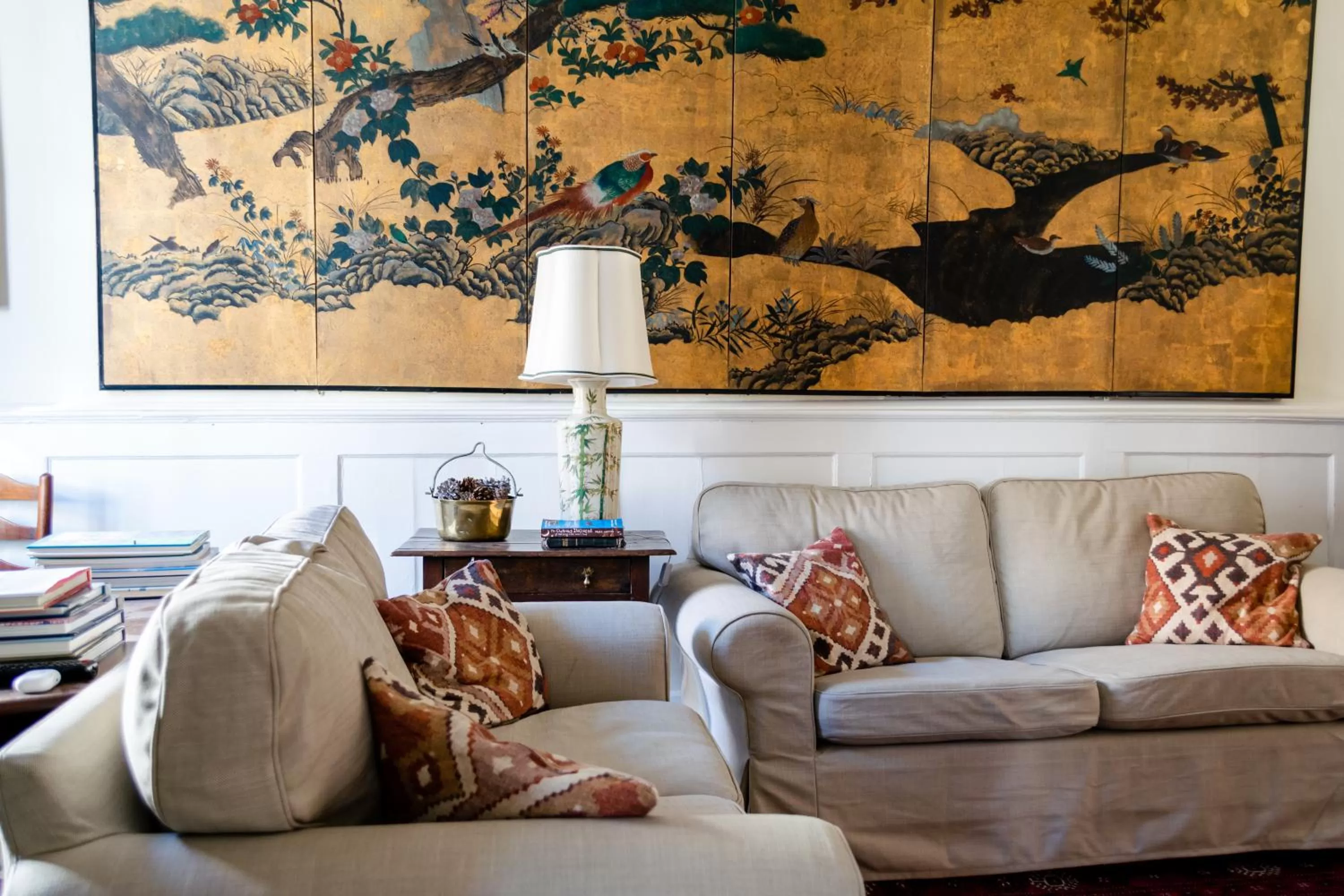 Living room, Seating Area in The House with Two Front Doors
