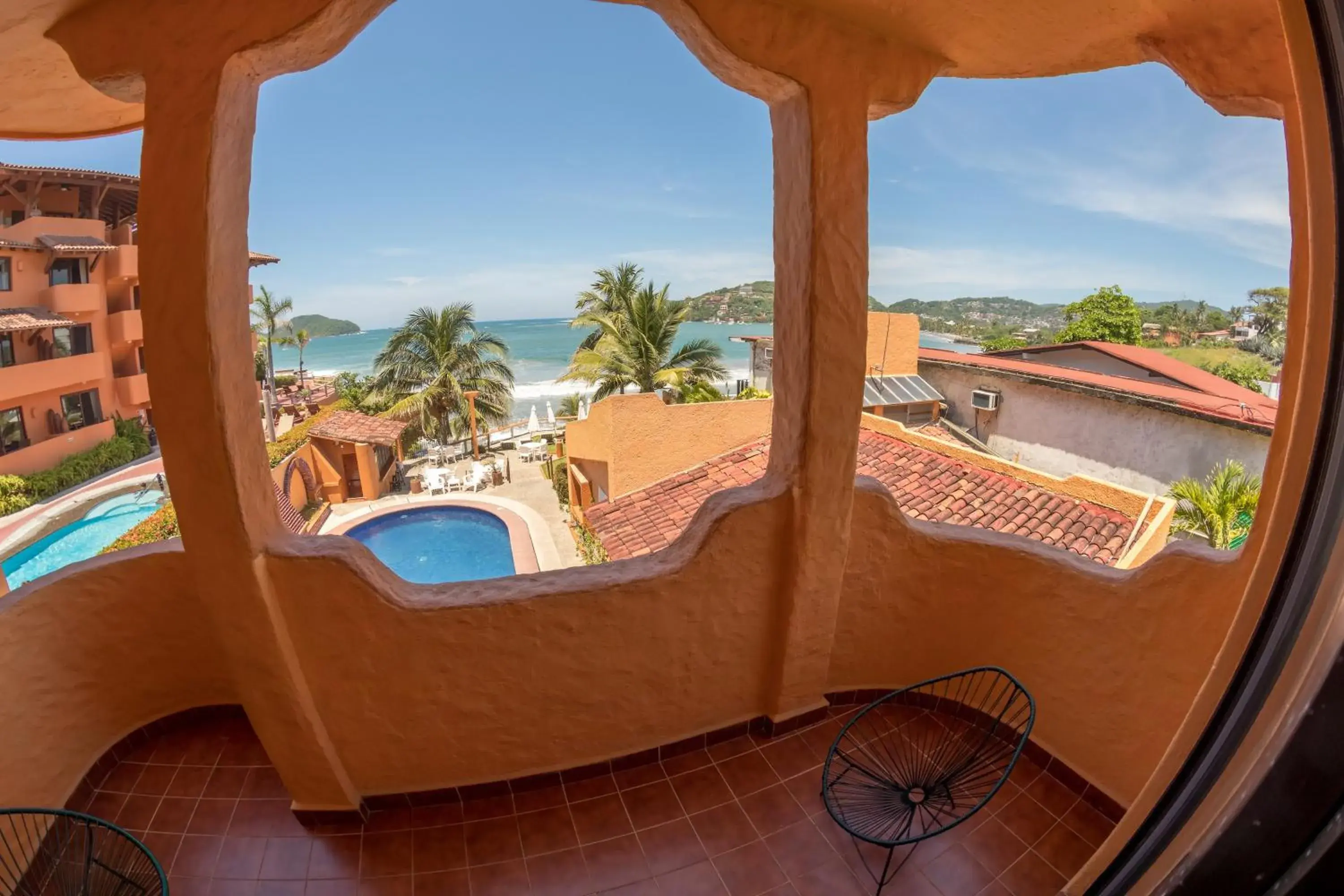 Balcony/Terrace, Pool View in Villas Miramar