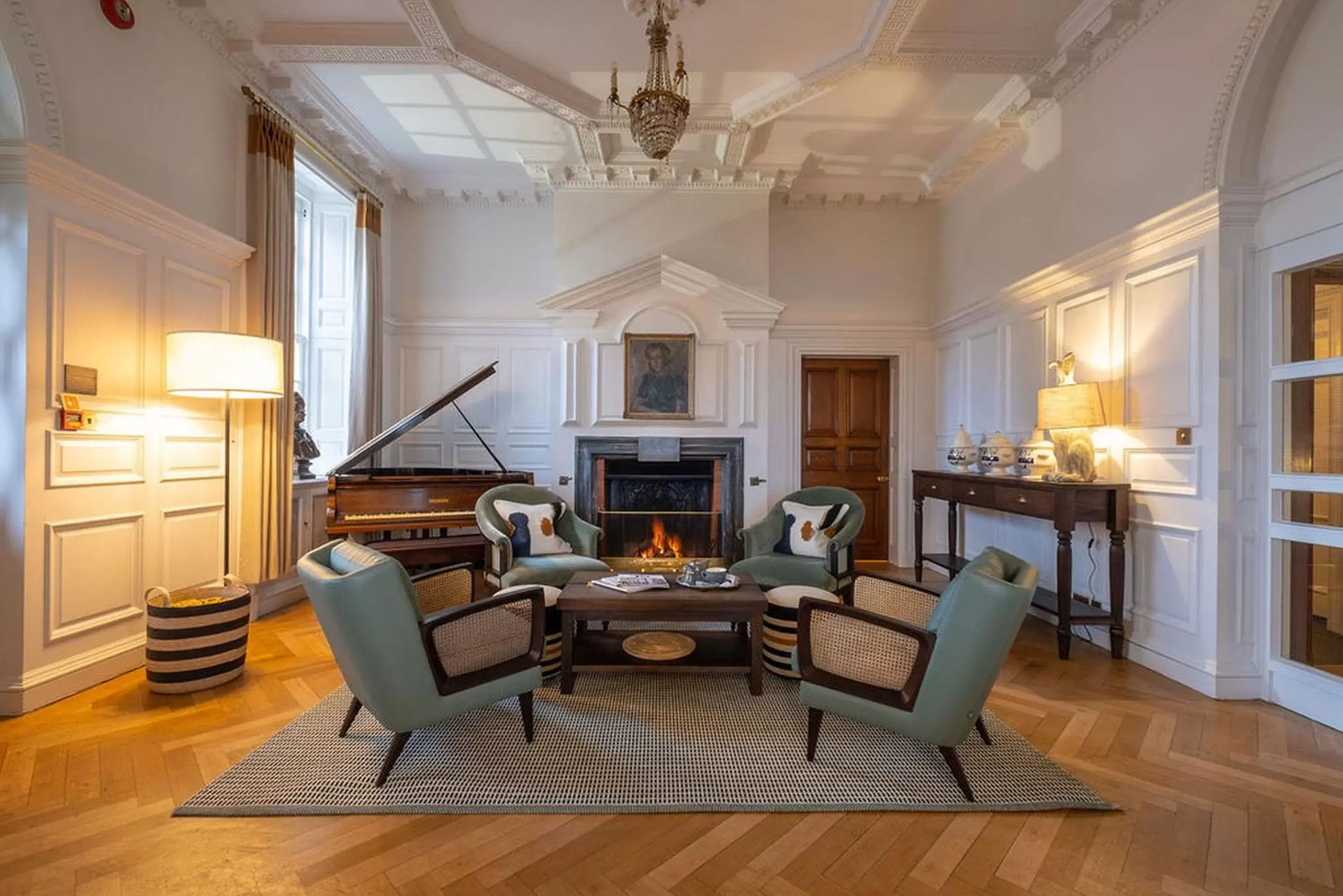 Communal lounge/ TV room, Seating Area in Fowey Hall - A Luxury Family Hotel